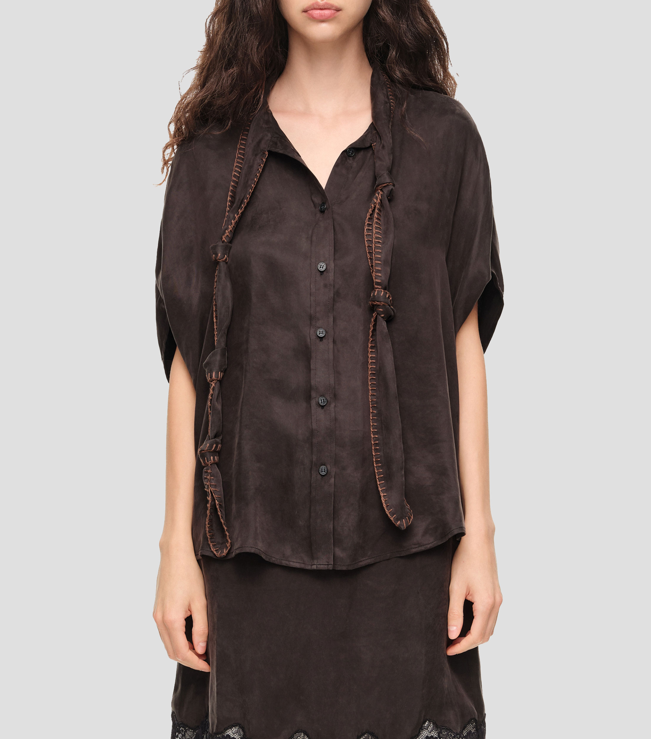 Blusa lisa manga corta Mujer