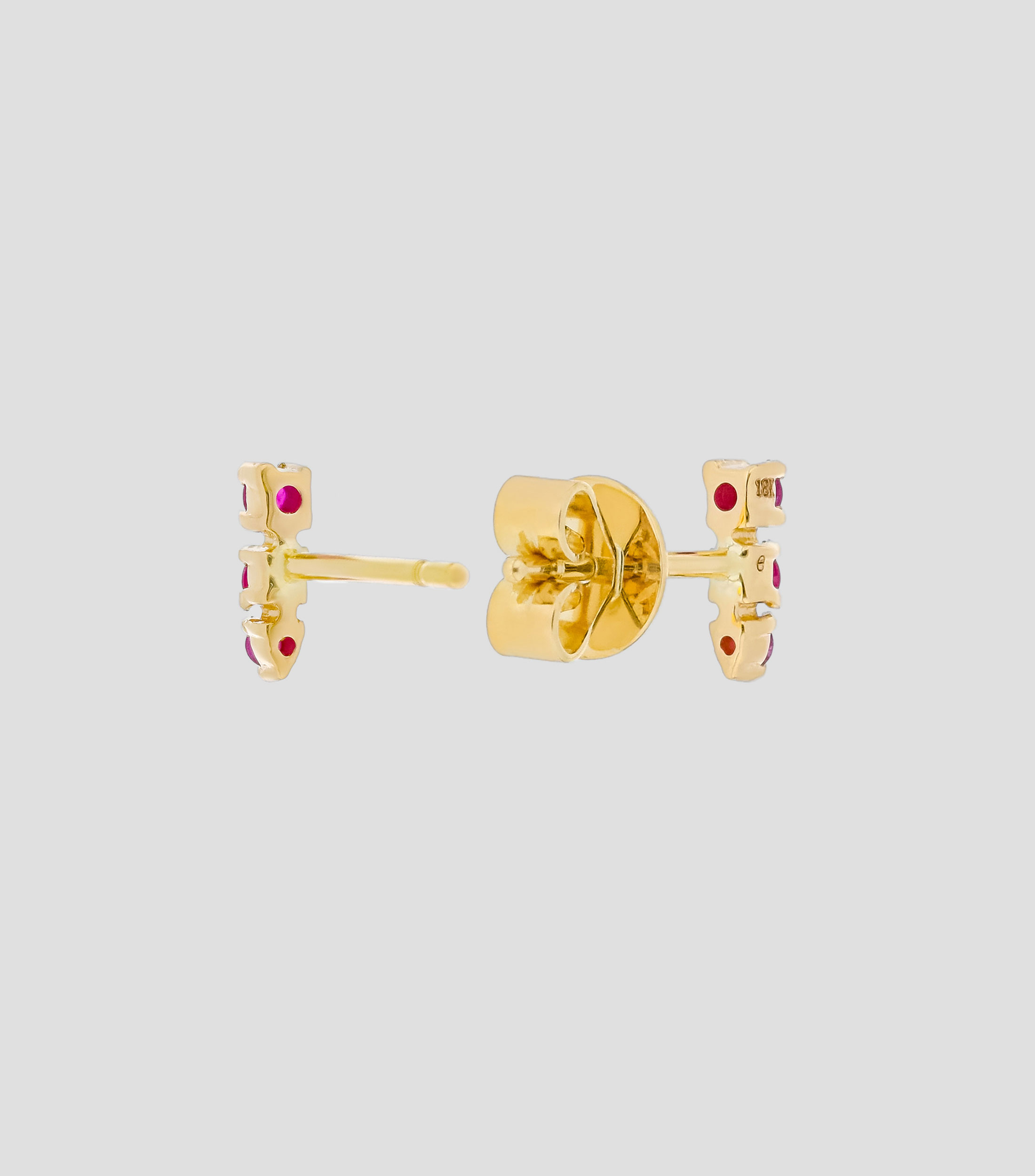 Aretes en oro 18 Kts con rubíes Mujer