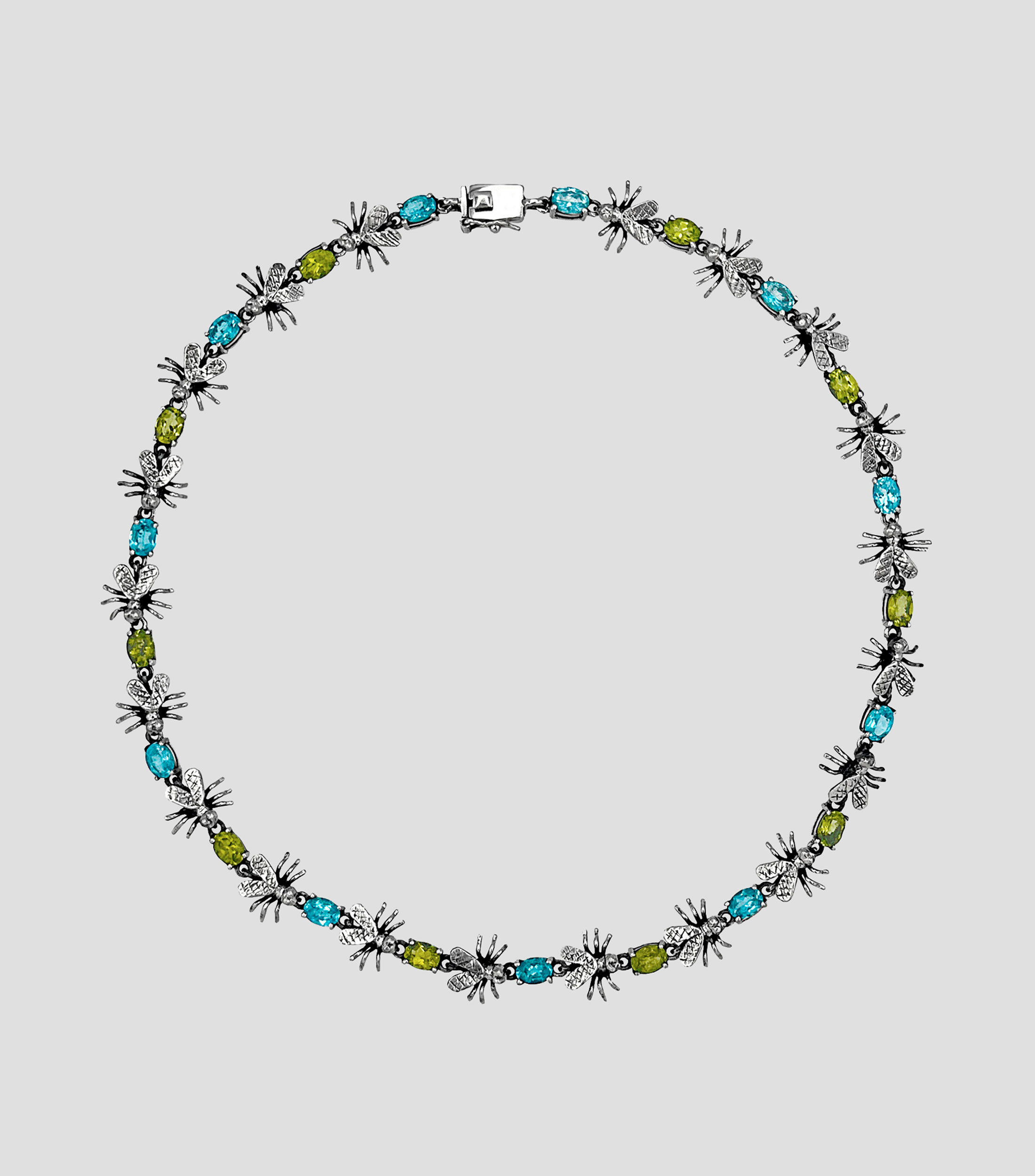 Collar en Plata esterlina moscas con Piedras Unisex