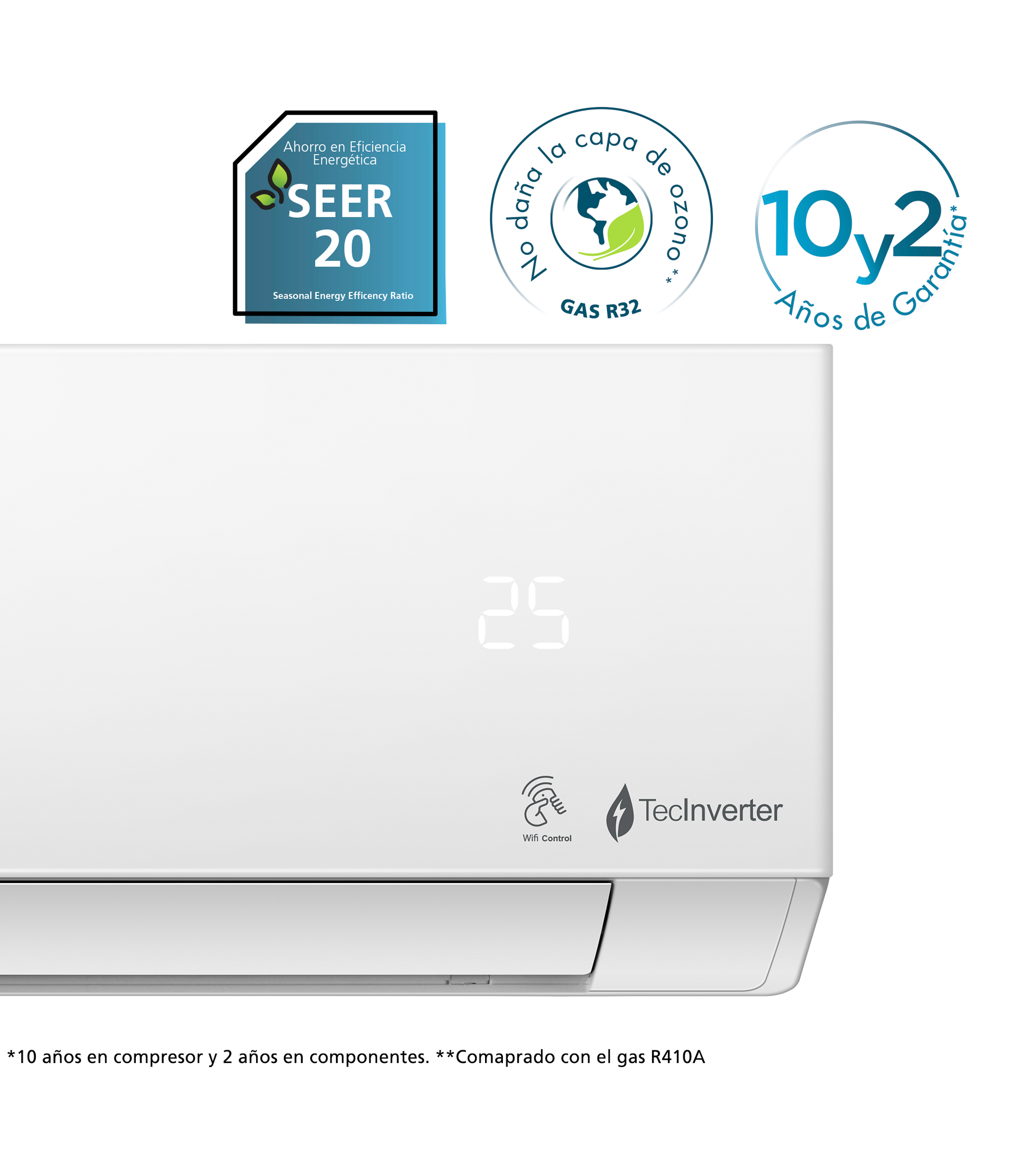 Aire acondicionado Minisplit Inverter 12000 BTUs, 1 tonelada, 220 V Frio