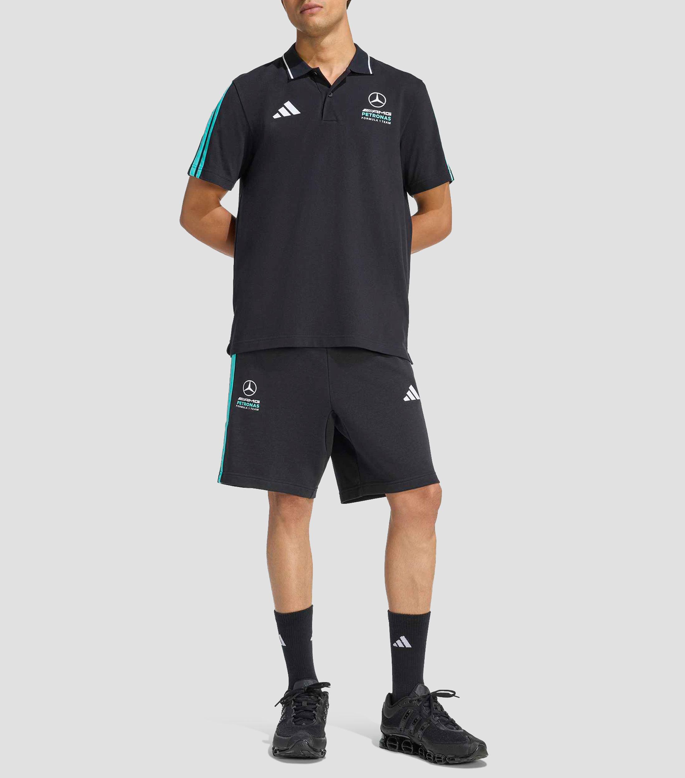 Playera tipo polo manga corta Mercedes AMG Petronas Motorsport lisa Hombre