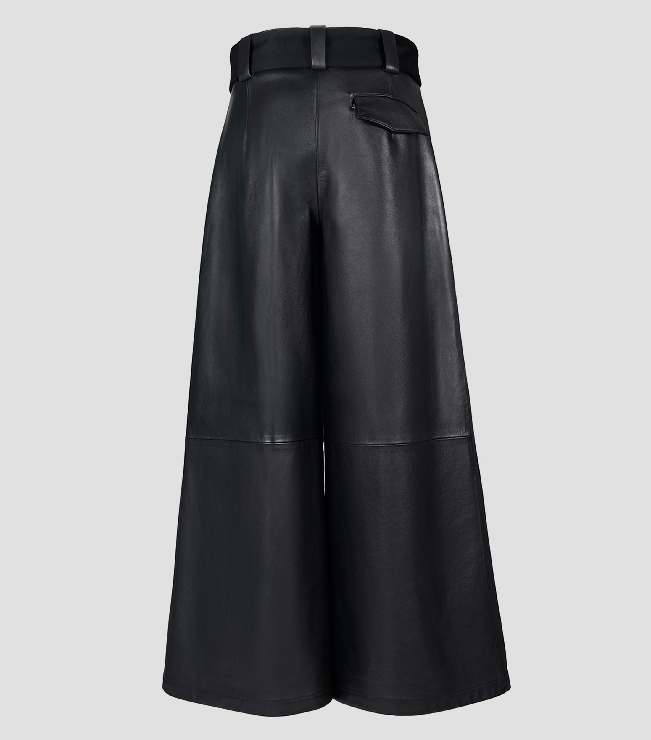 Pantalón acampanado en piel Mujer