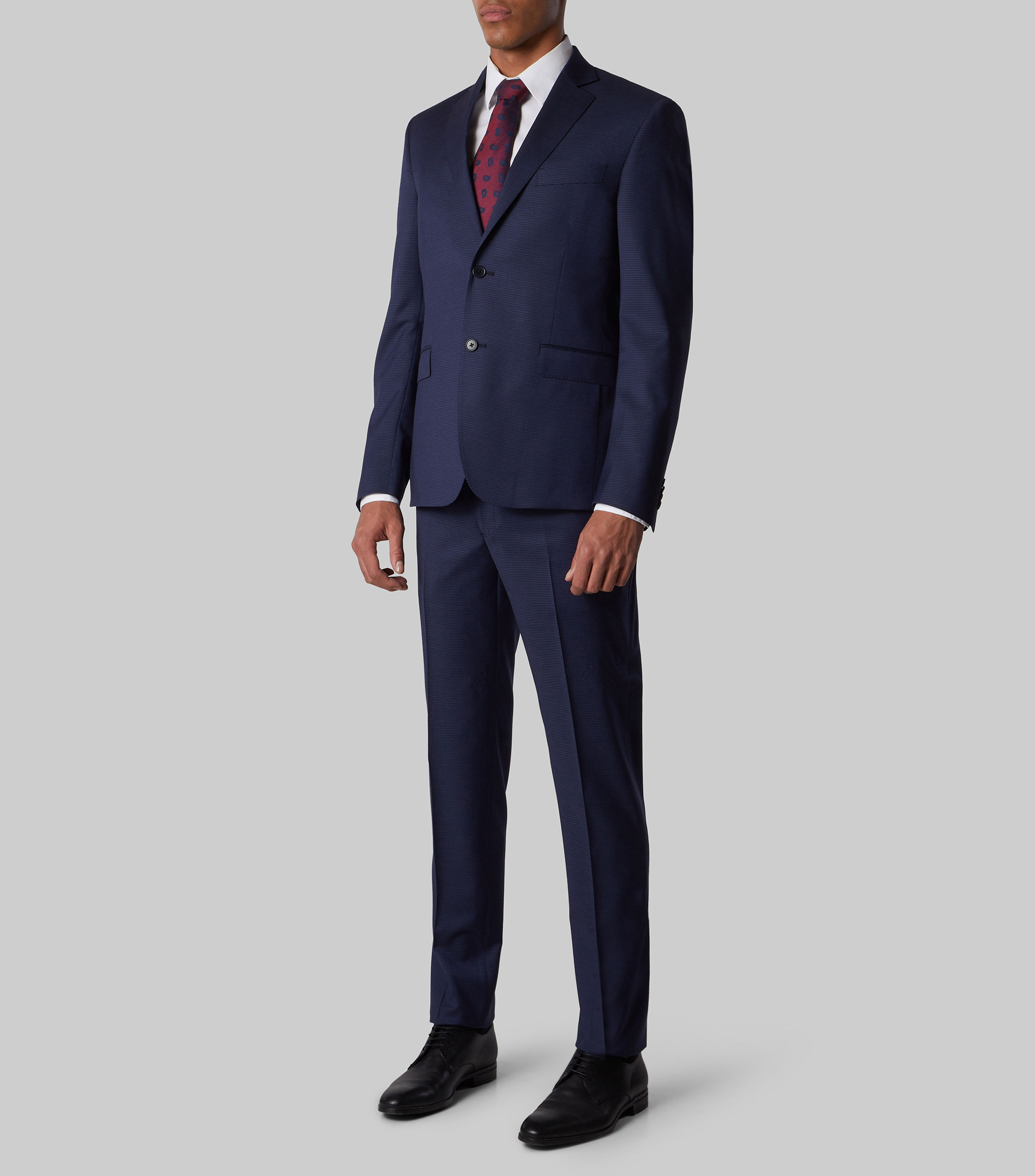 Traje de corte regular con mini cuadros Hombre