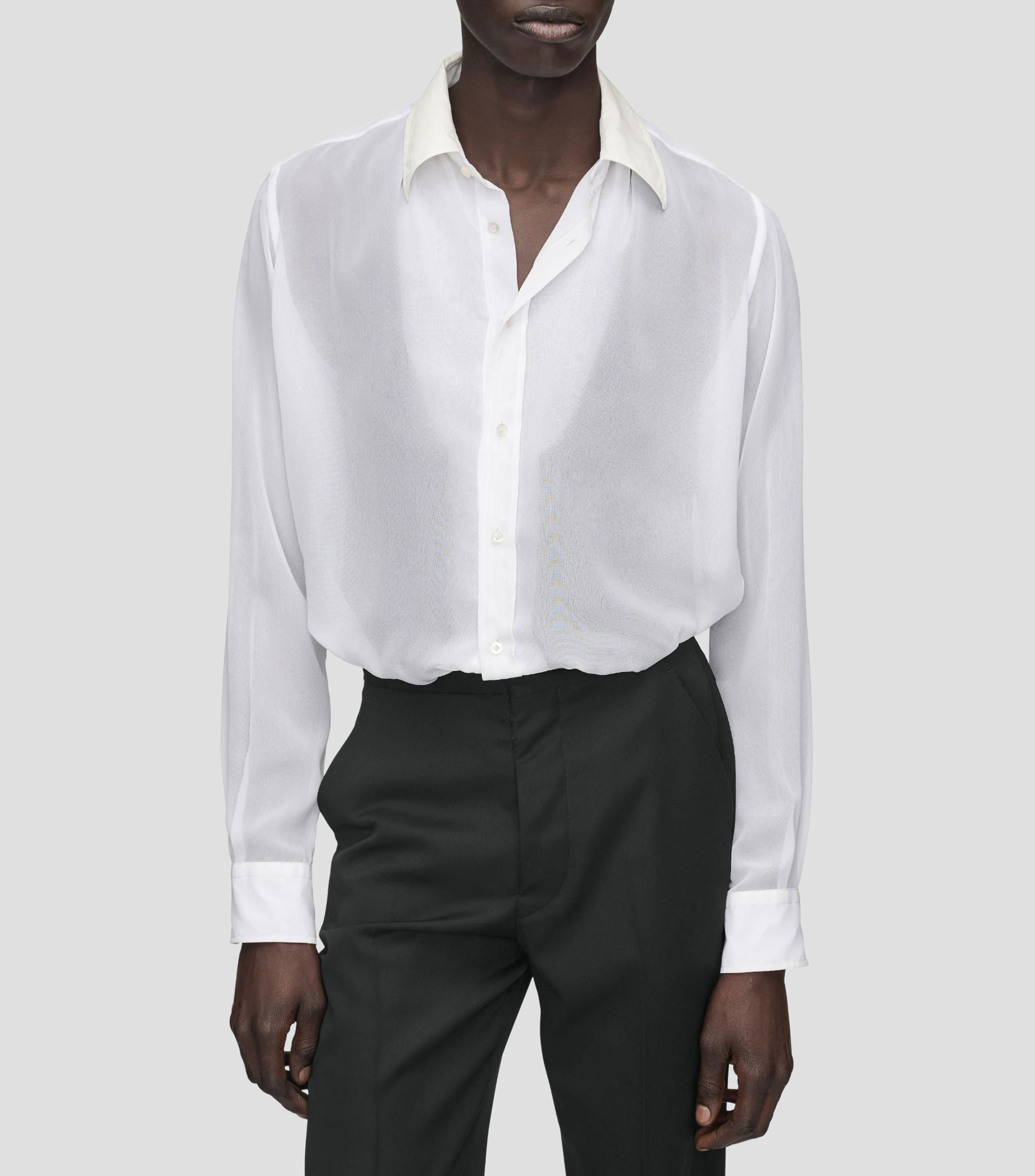 Camisa liso manga larga Hombre