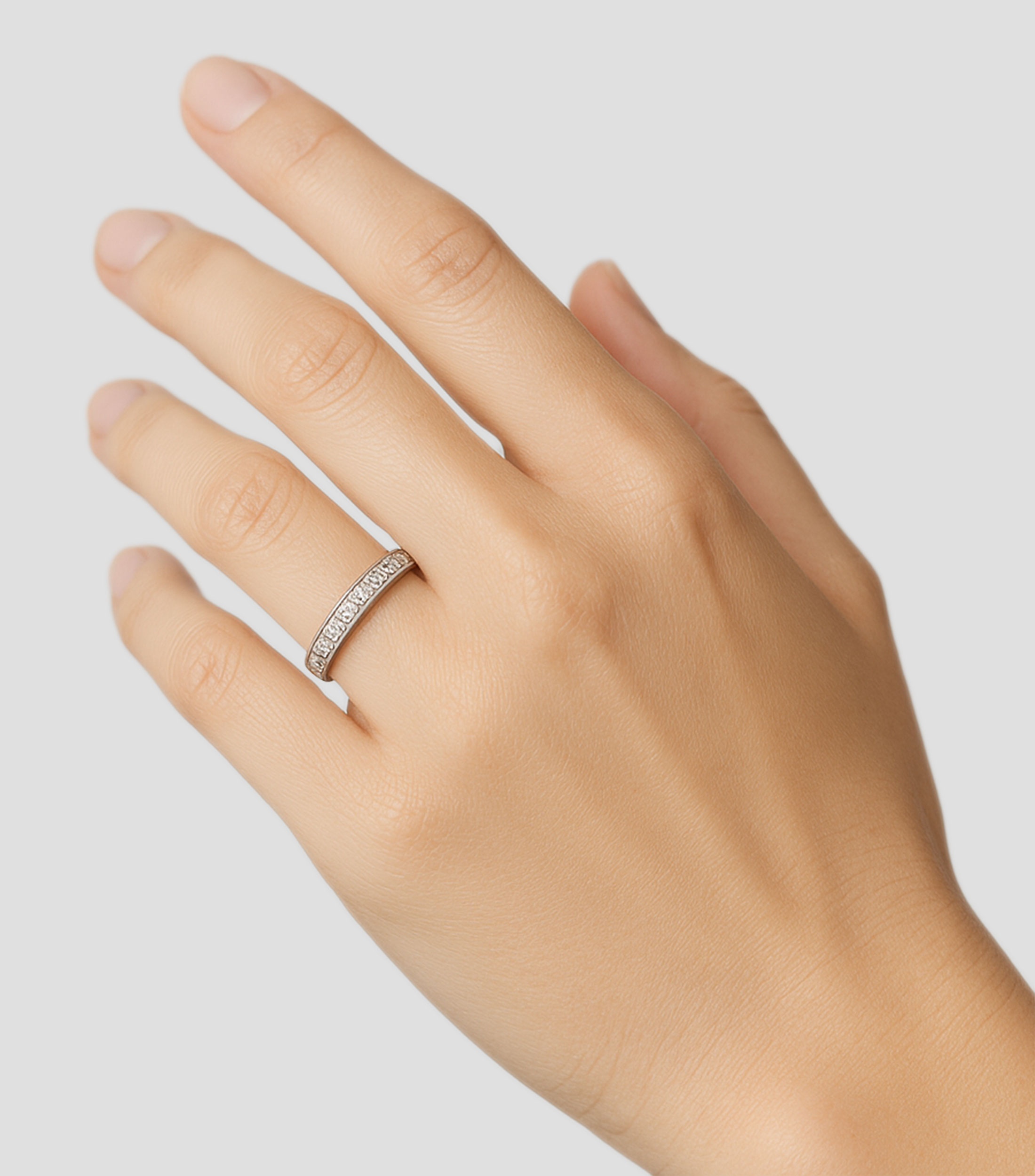 Anillo de compromiso en oro blanco de 18 Kts Alianza Mujer Talla 10