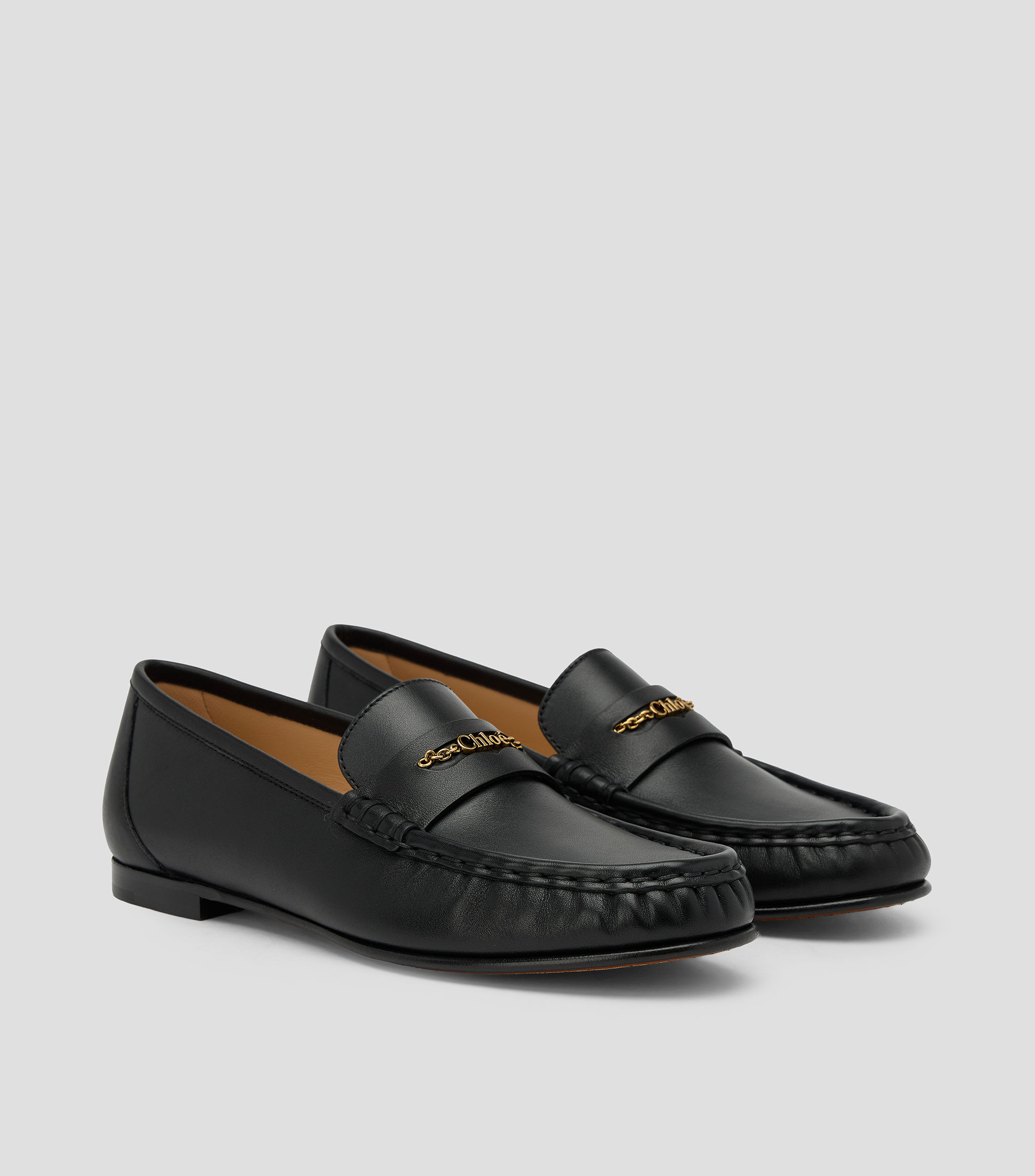 Mocasines Loafers en piel con cinta Mujer