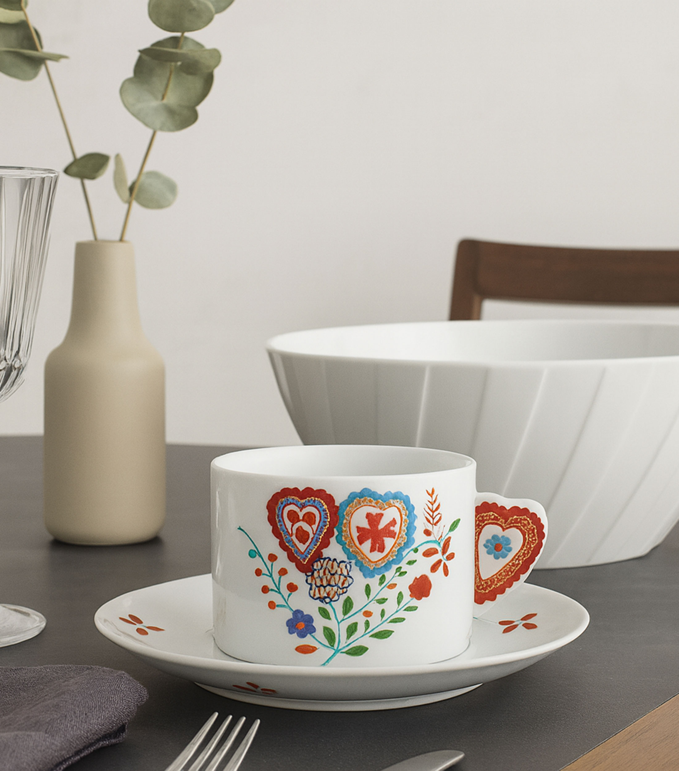 Taza con Plato Villa Verde en Porcelana