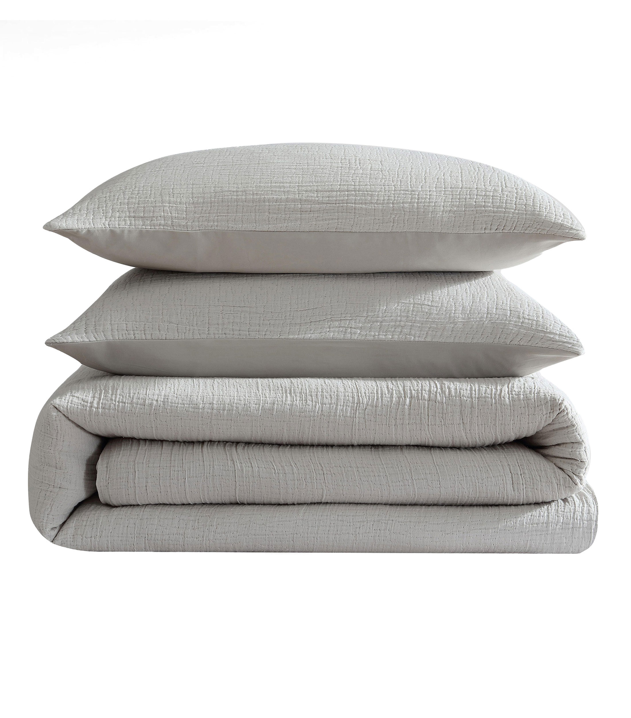 Juego de Funda para Duvet Queen Size de algodón Washed Texture gris