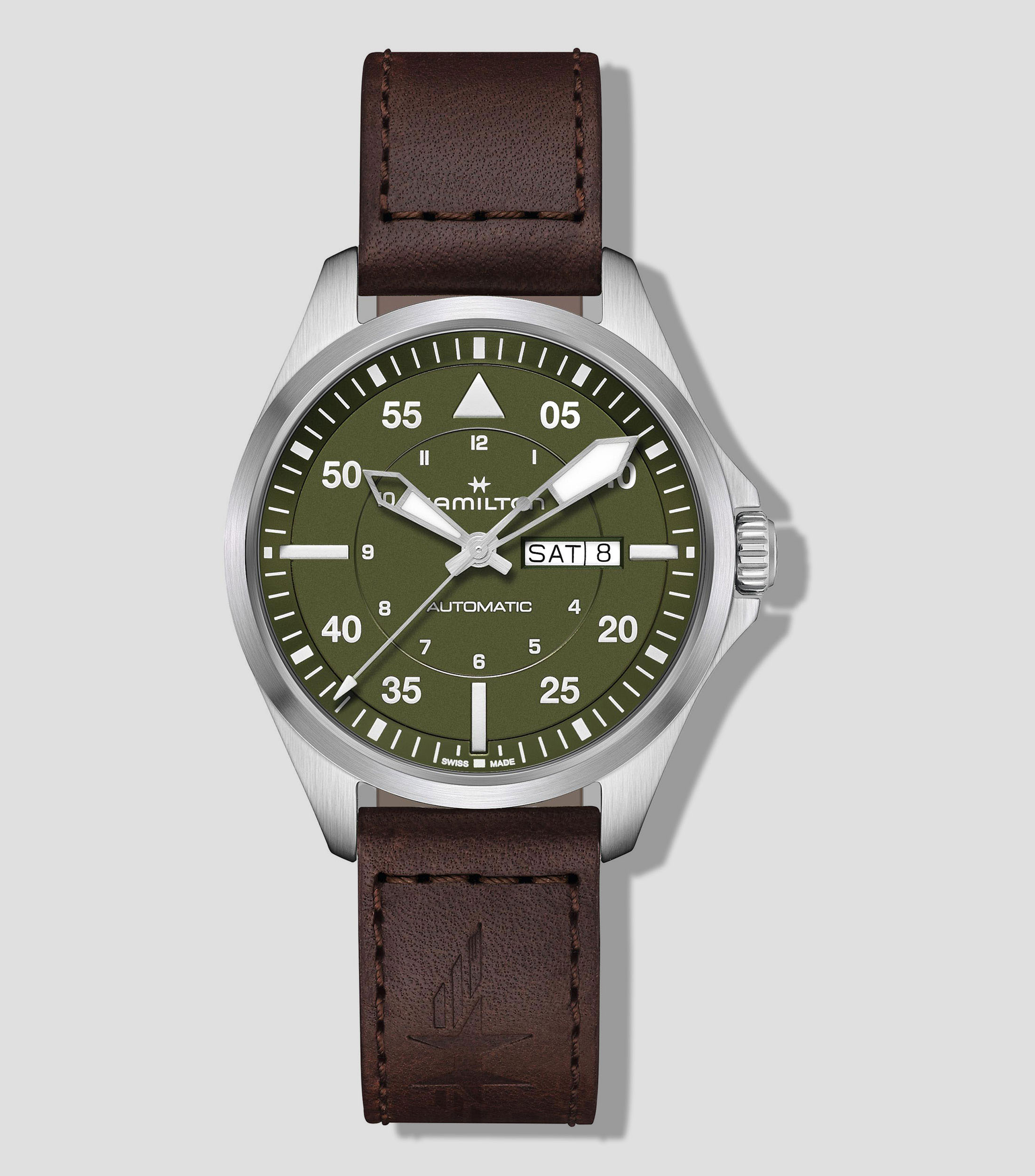 Reloj Unisex casual Khaki Aviation plateado, cafe
