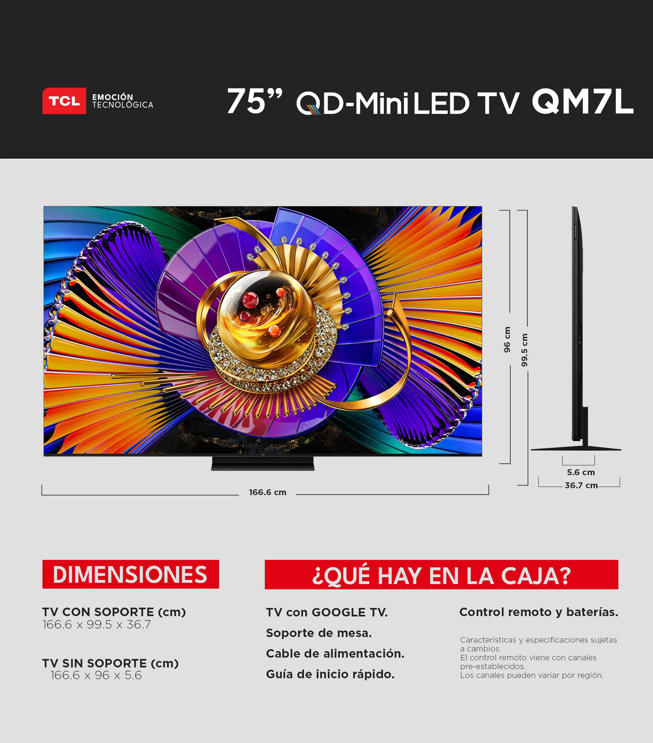Pantalla 75 pulgadas 75QM7L SQD-Mini LED