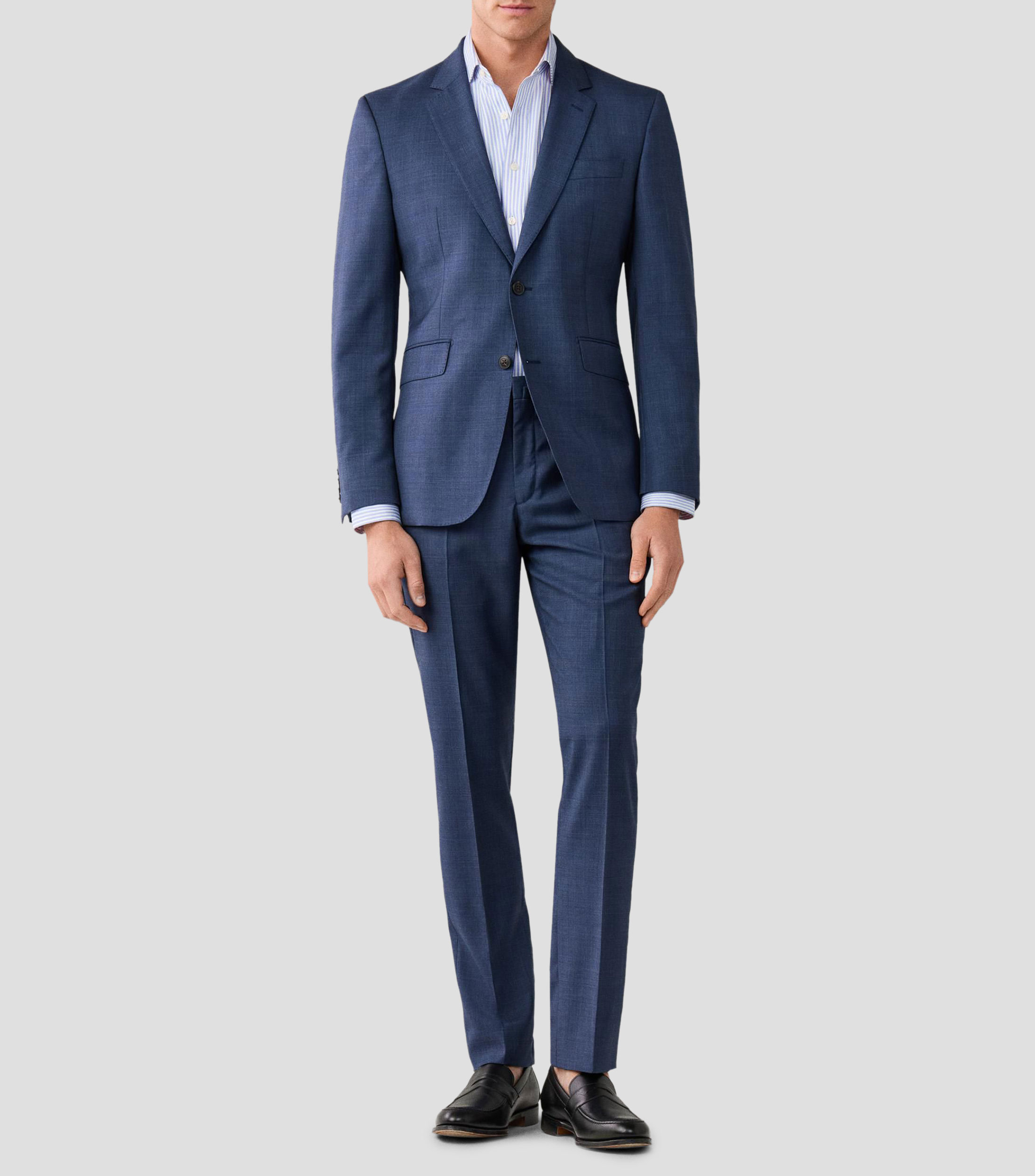 Traje de lana corte recto con microdiseño Hombre