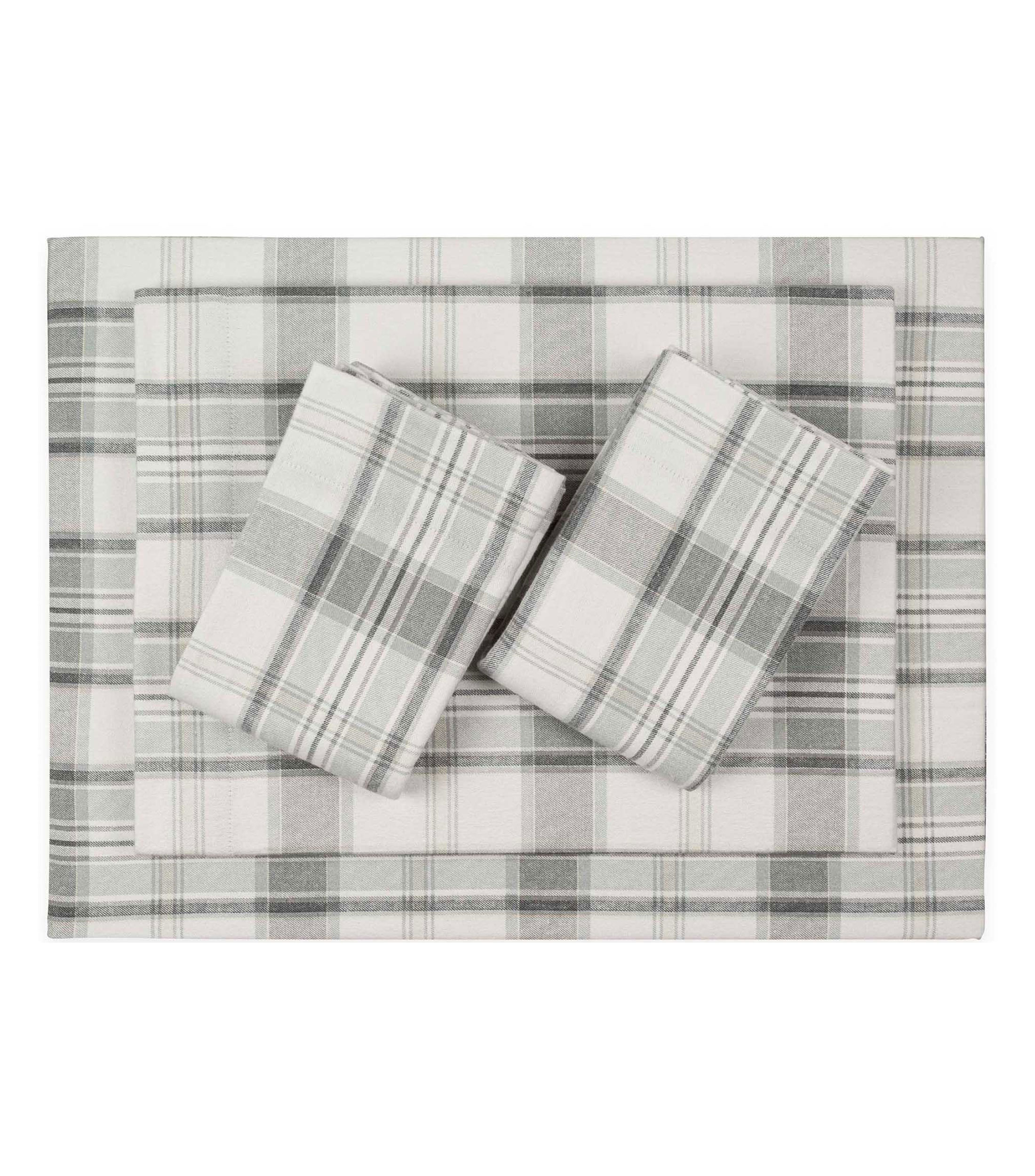 Juego de sábanas matrimonial de algodón Chinook Plaid gris