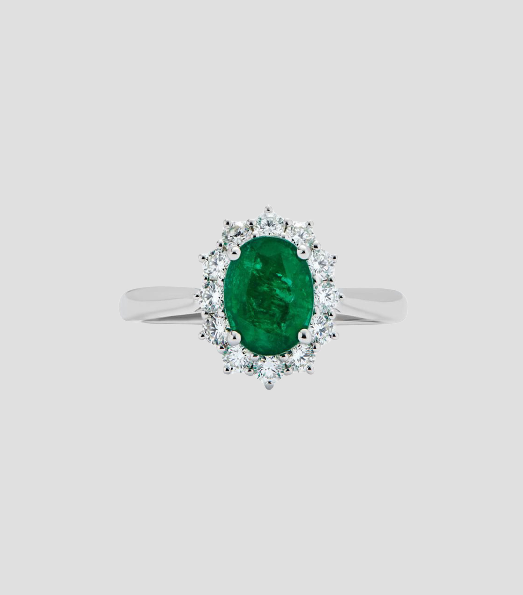 Anillo en Oro blanco de 18 Kilates con esmeralda y diamante Mujer