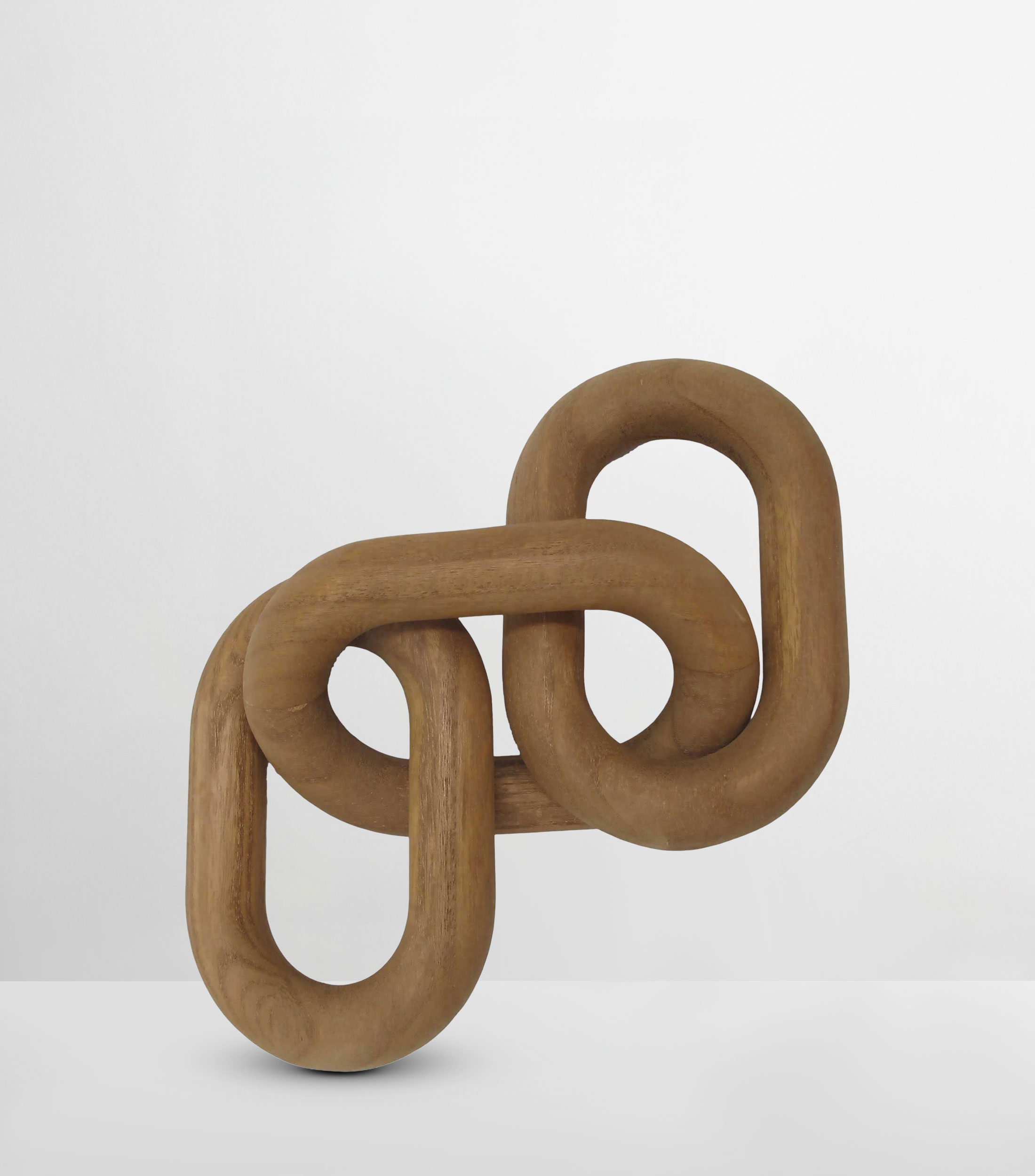 Figura decorativa 3 Eslabones Selene café en madera