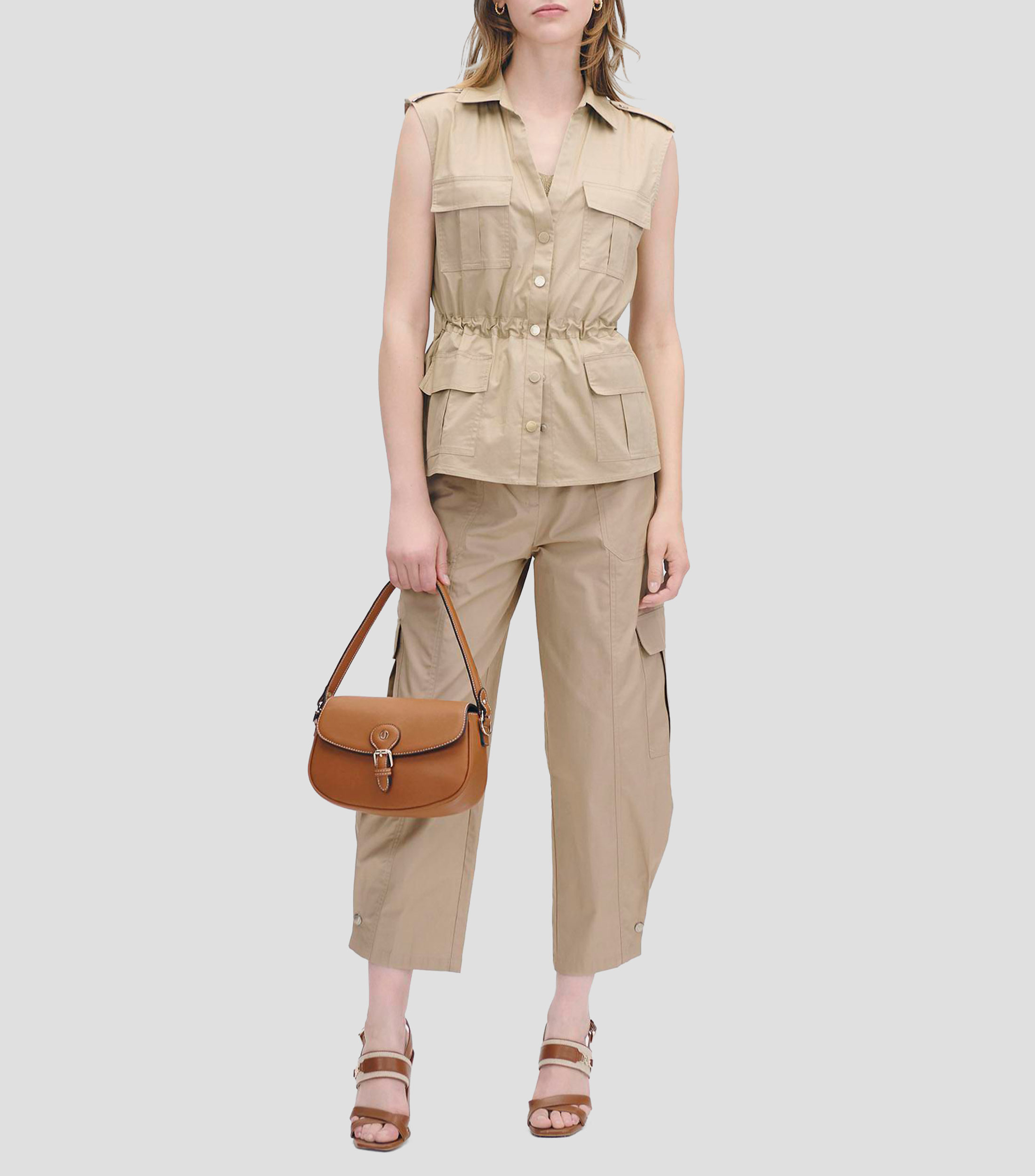 Chaleco largo estilo safari Mujer