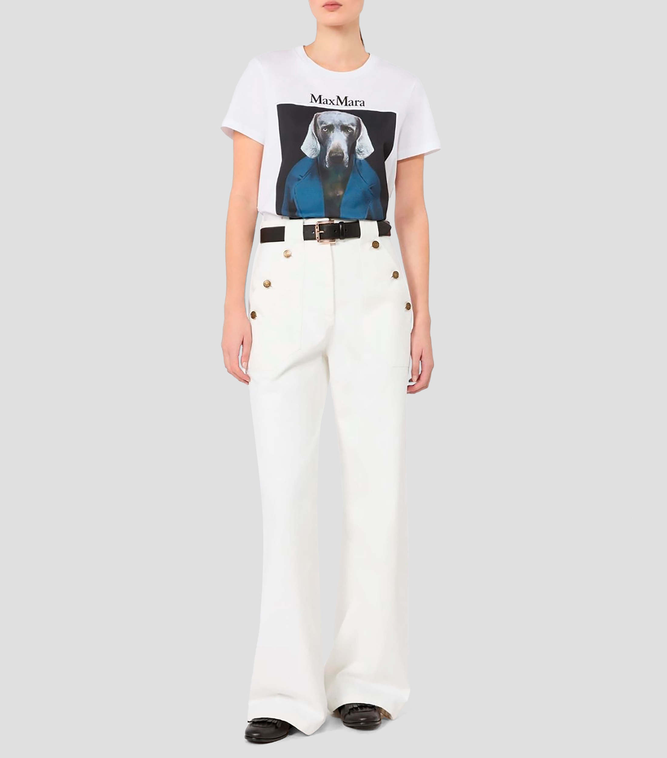 Playera de cuello redondo con manga corta estampada Mujer