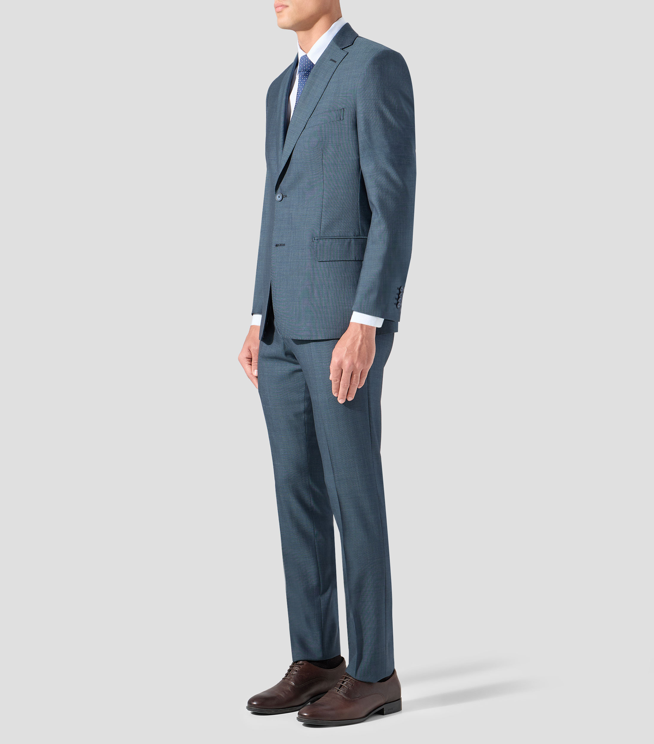 Traje de lana corte regular liso Hombre