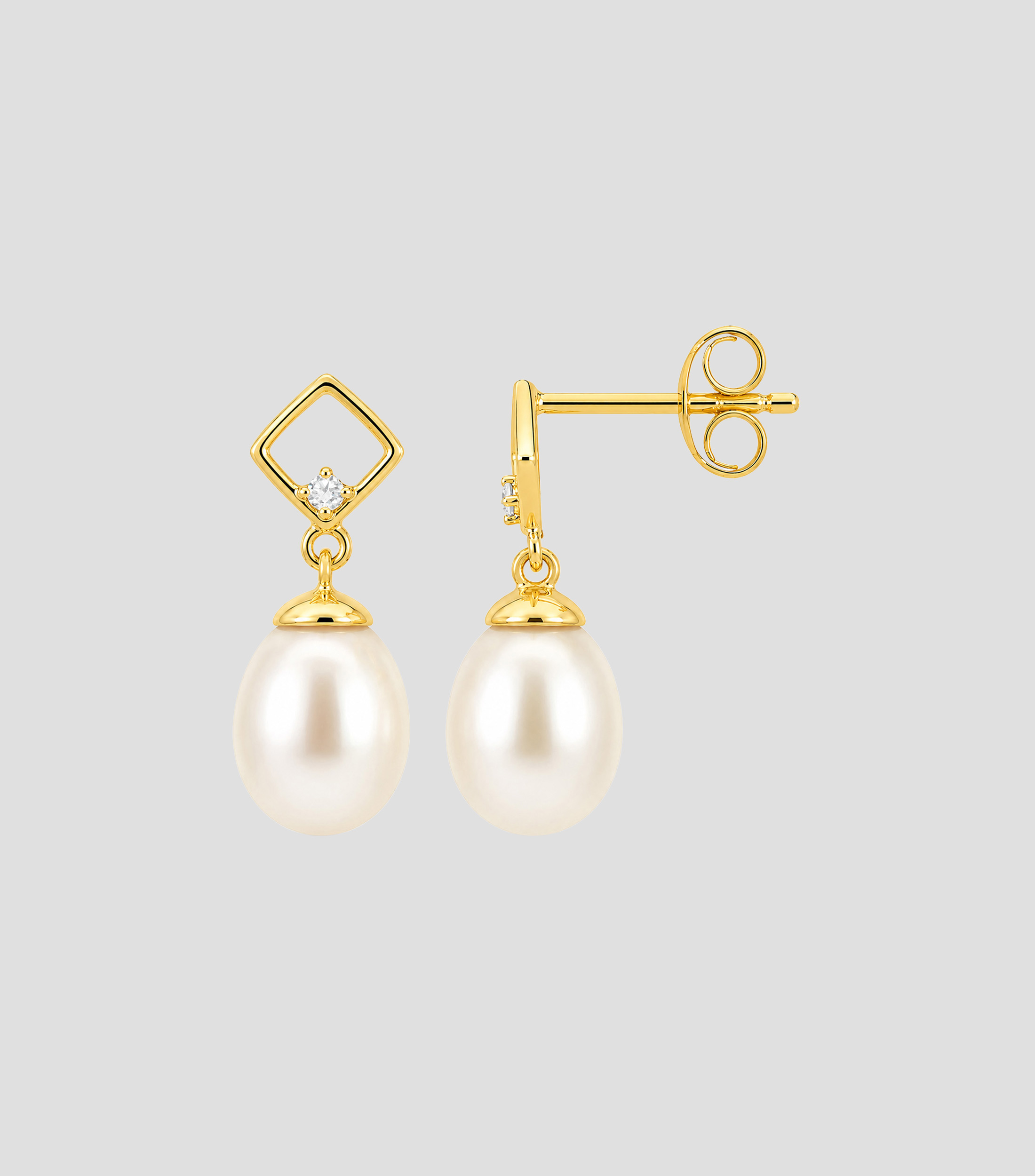 Aretes en Oro de 14 Kilates con Brillante y Perla Blanca Mujer