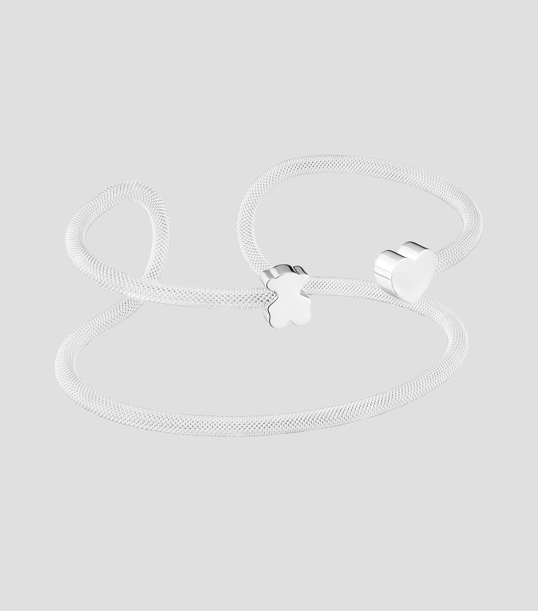 Pulsera en plata .925 motivos oso y corazón Icon Mesh Mujer