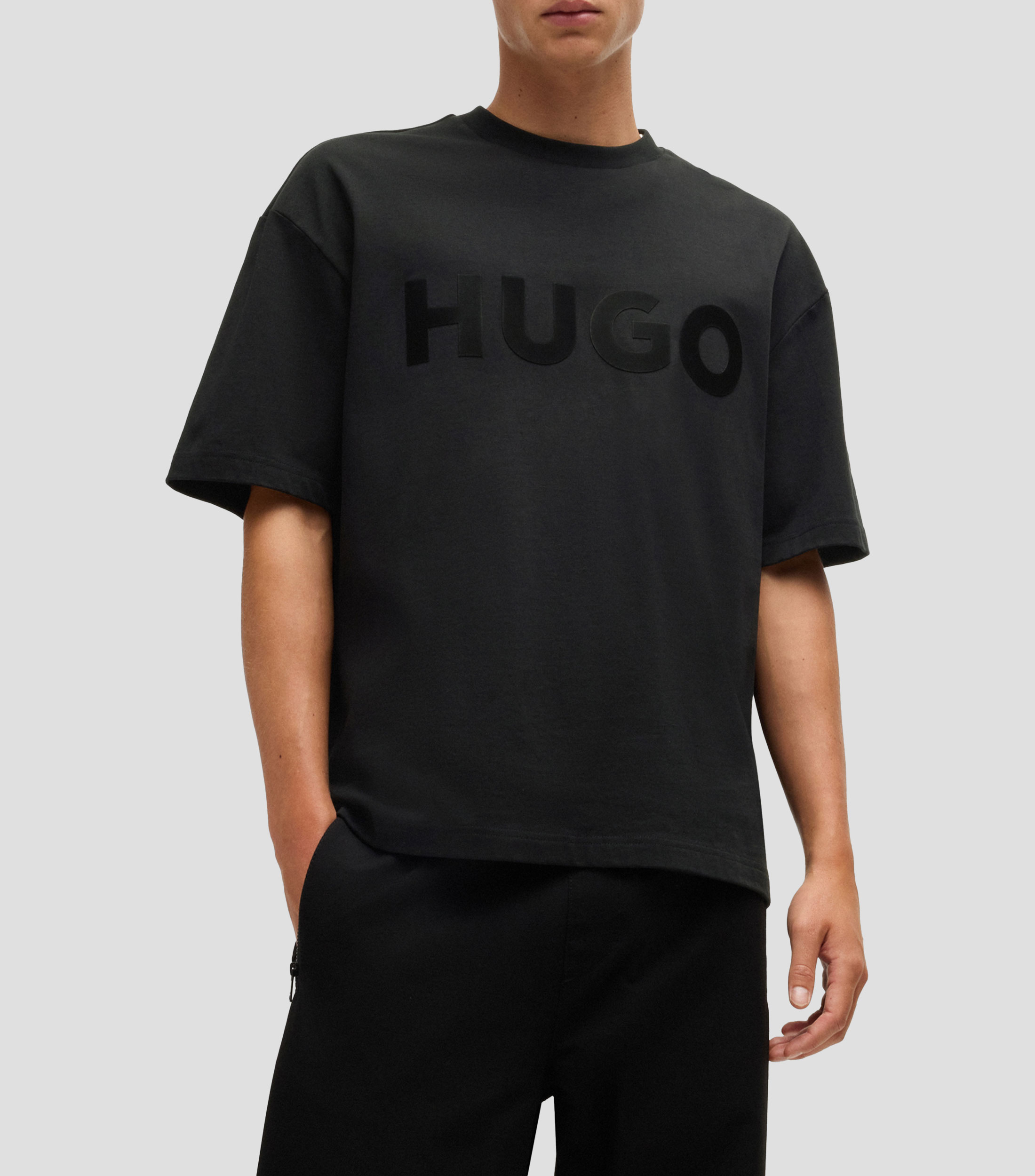 Playera de punto de algodón con logo tonal Hombre