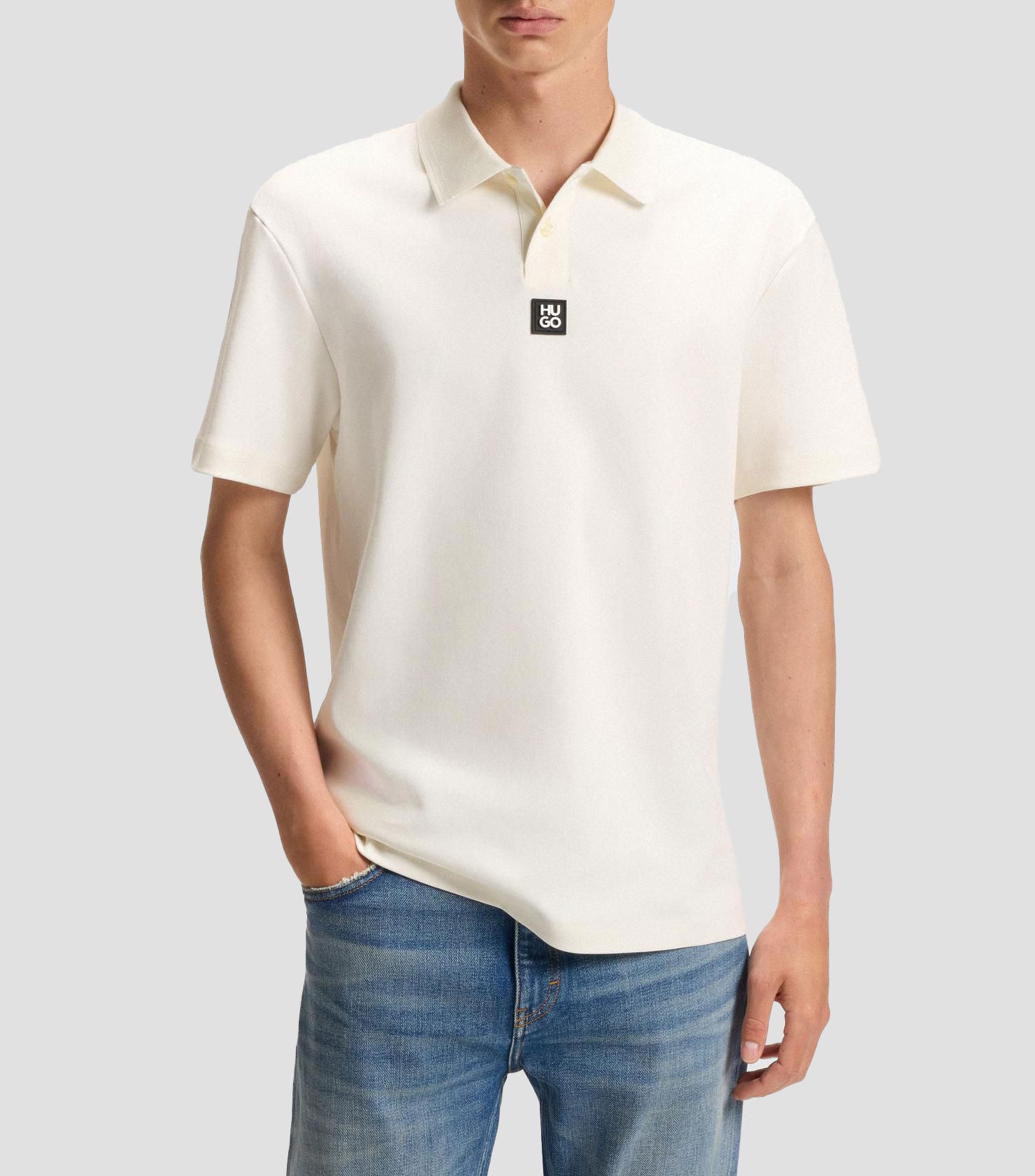 Polo de algodón interlock con logo apilado Hombre