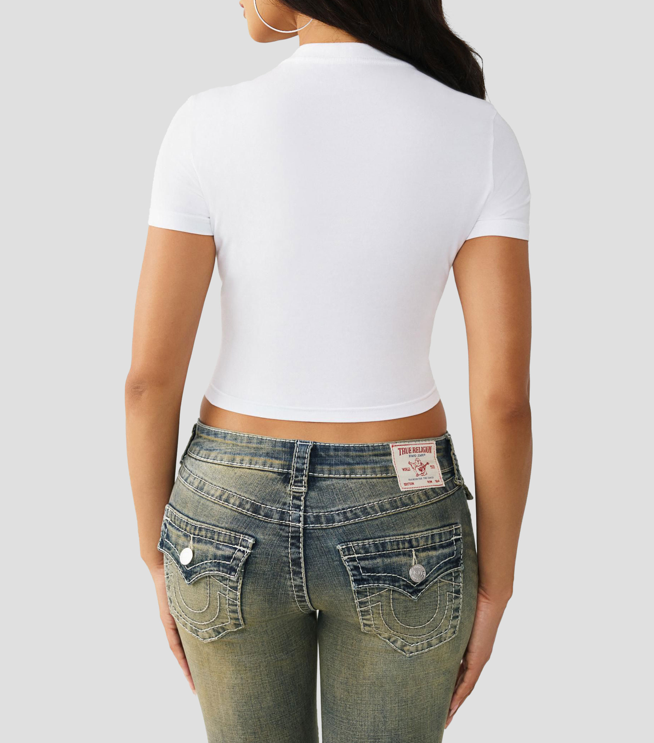 Playera cuello redondo manga corta estampada Mujer