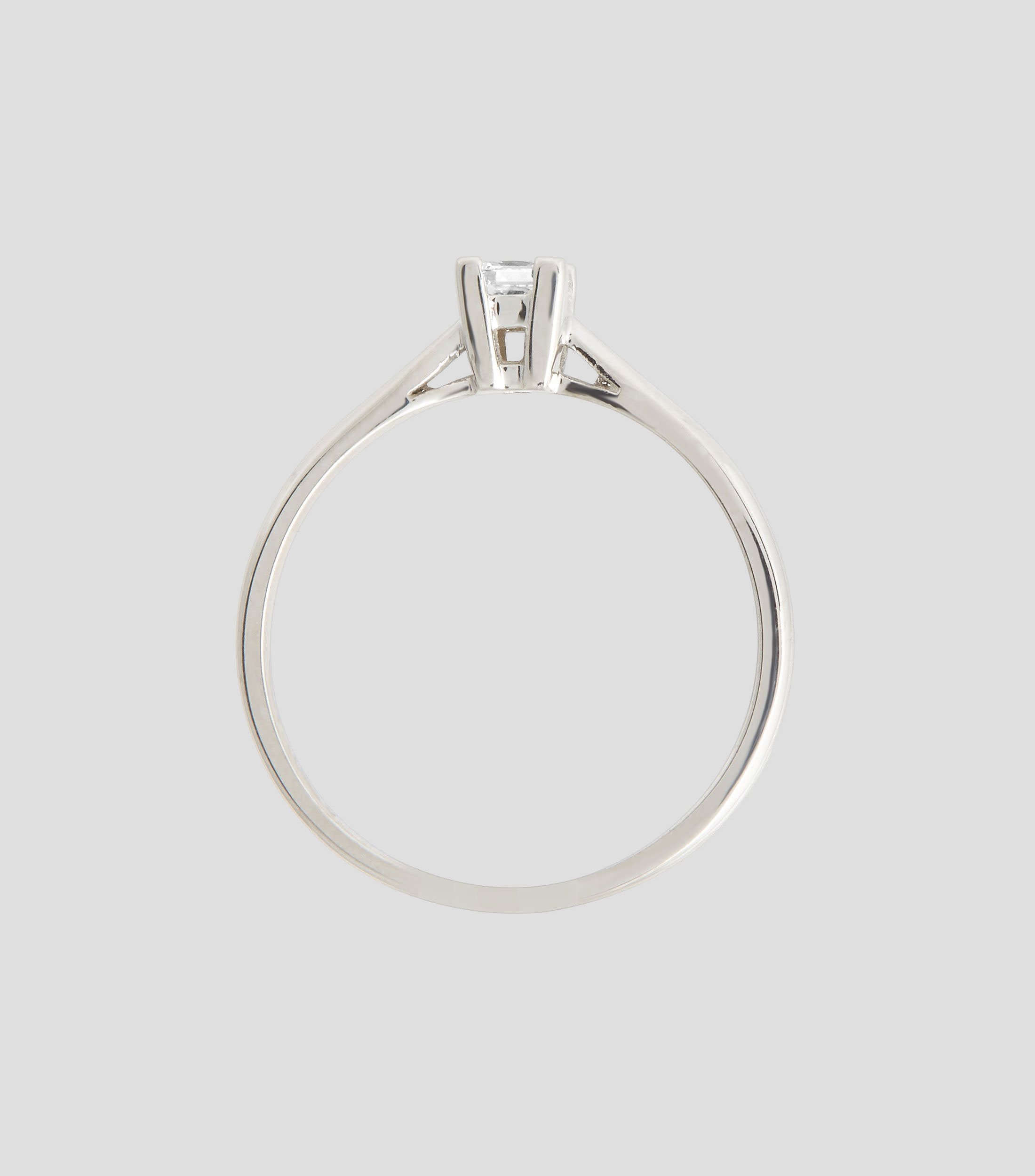 Anillo Solitario en oro blanco 14 Kts Mujer