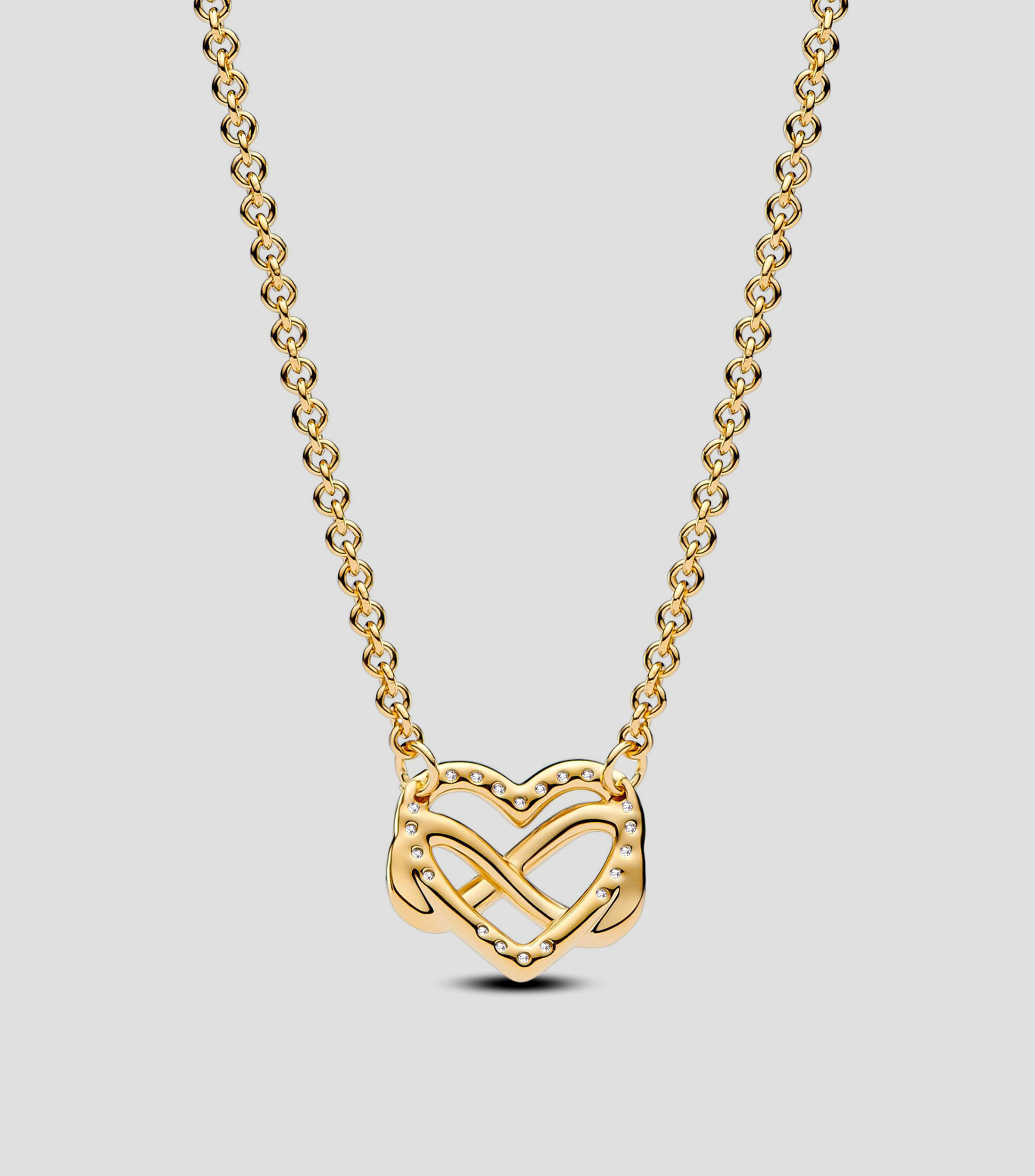 Collar Sparkling Infinity Heart recubierto en oro de 14 kilates Mujer