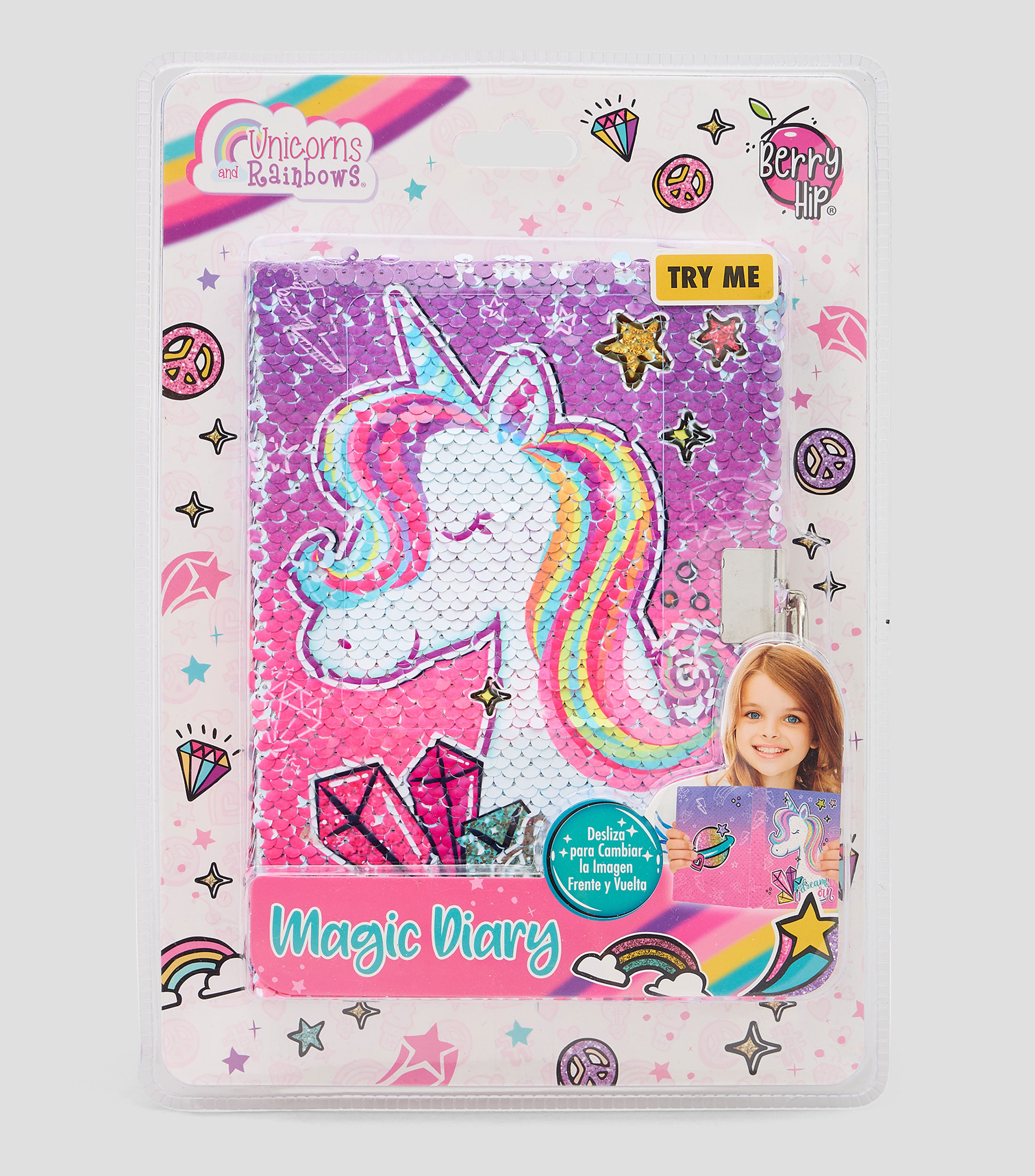Diario con lentejuelas reversible y accesorios Unicorns and Rainbows