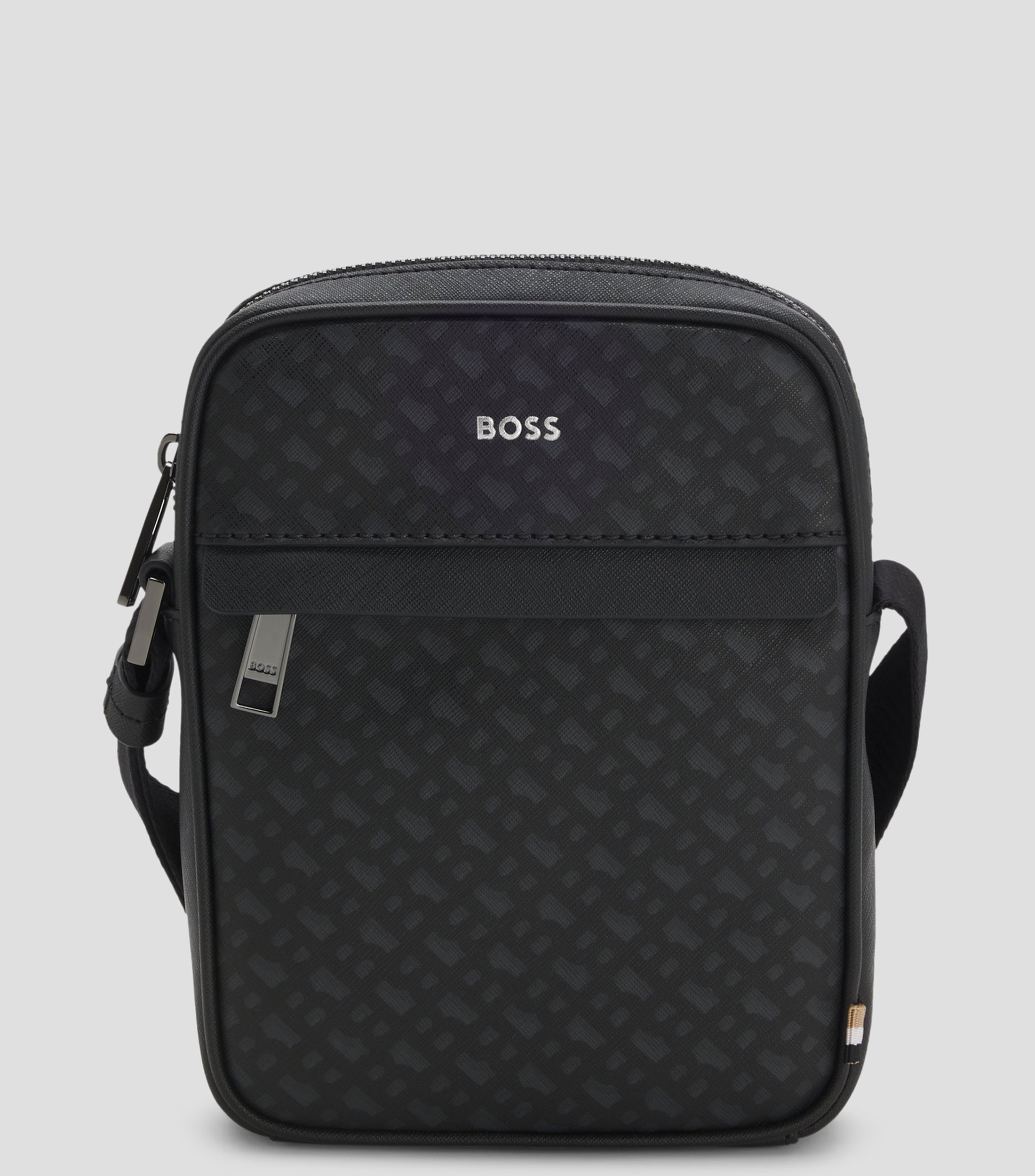 Bolso messenger con monograma y logotipo metalizado en relieve Hombre