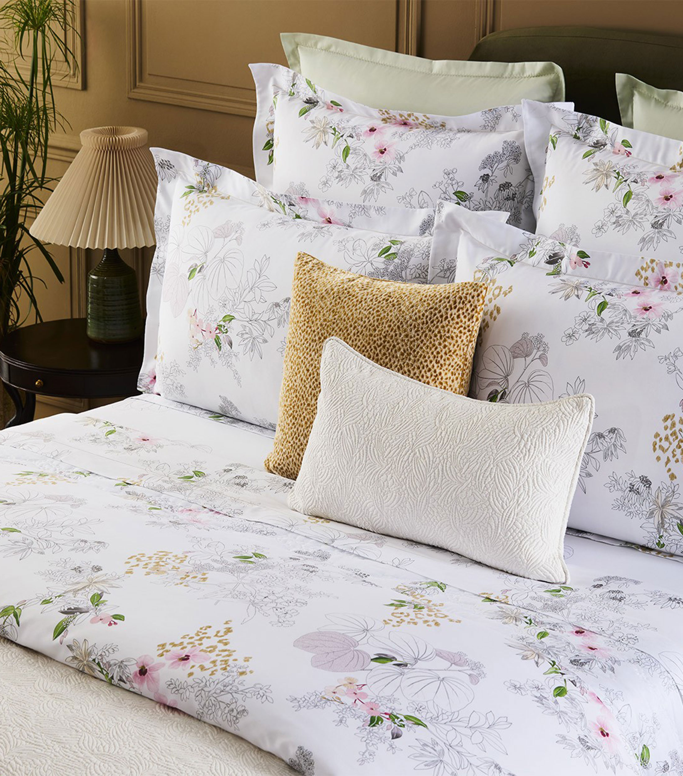 Funda para almohada euro en algodón orgánico Orchidee multicolor