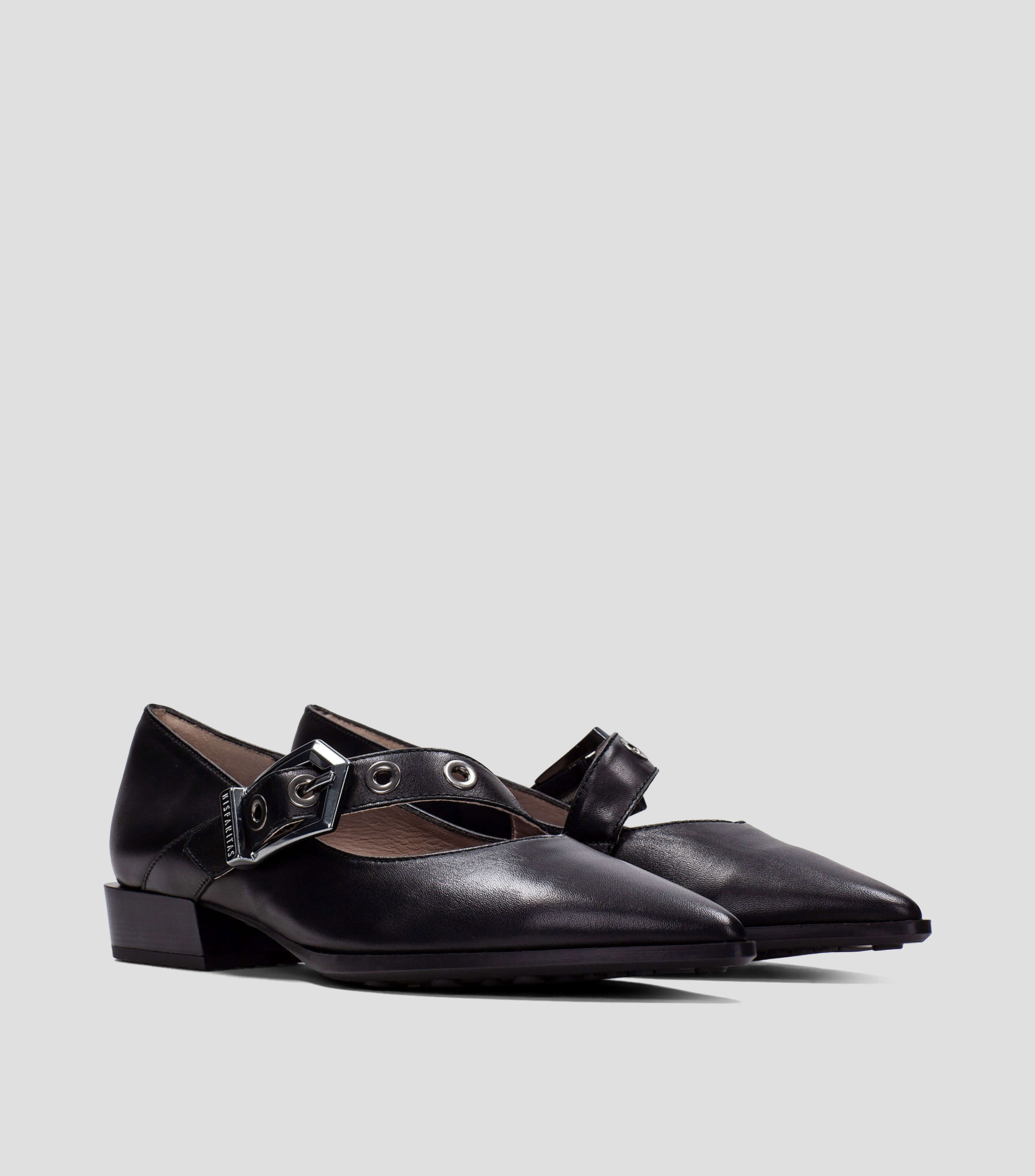 Flats Turín en piel con tacón bajo ancho Mujer