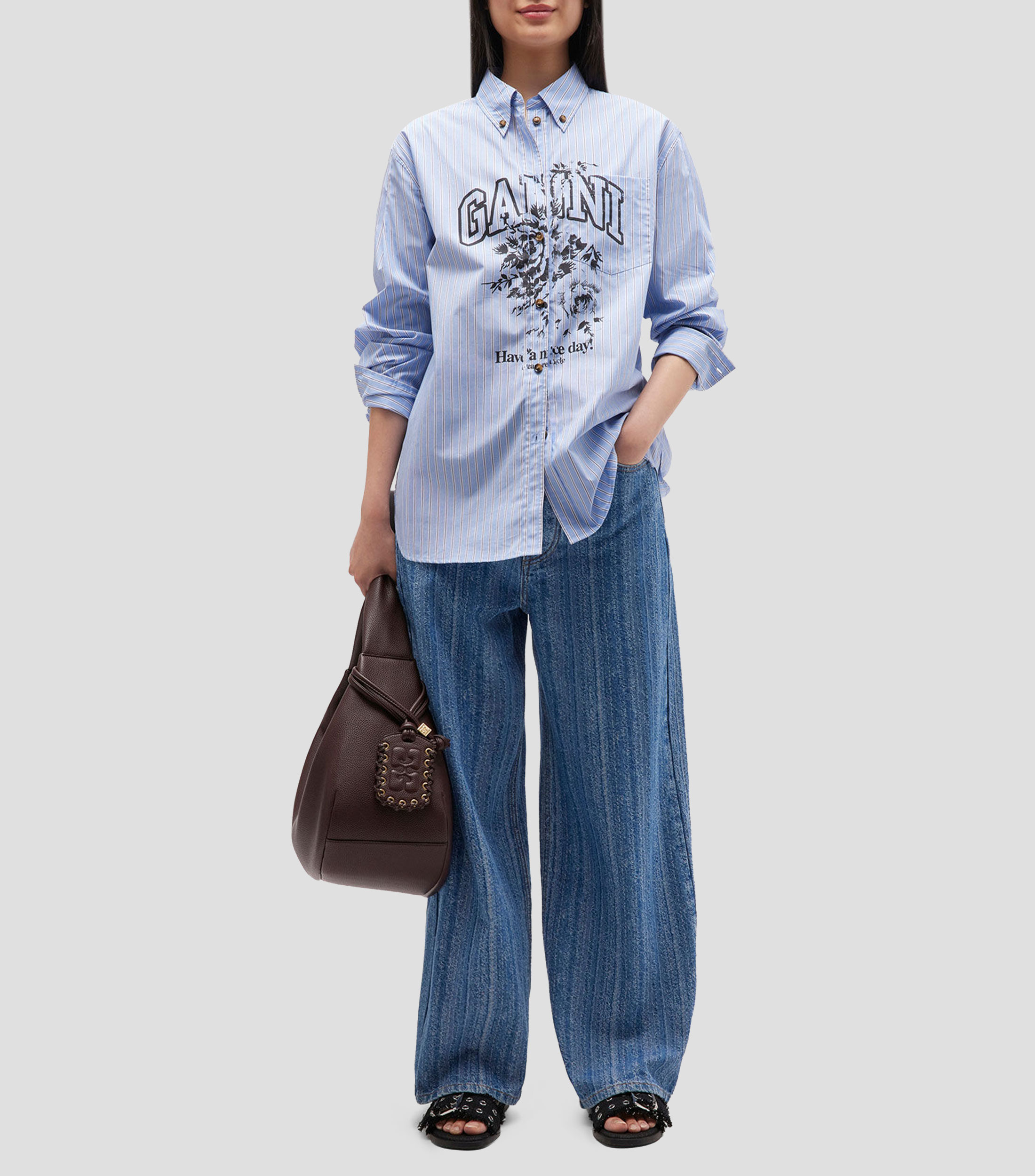 Camisa de rayas manga larga Mujer