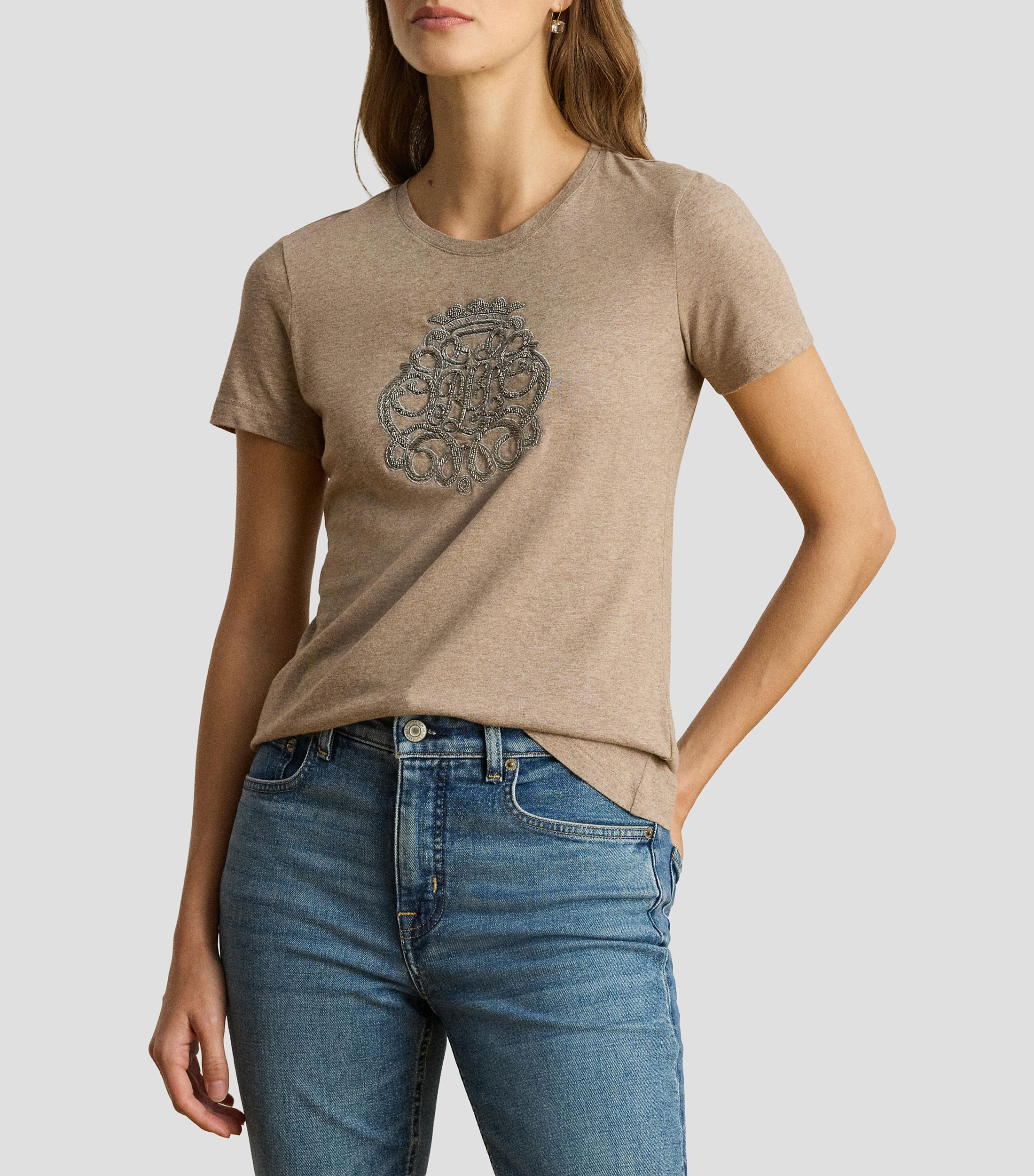 Playera cuello redondo manga corta lisa Mujer