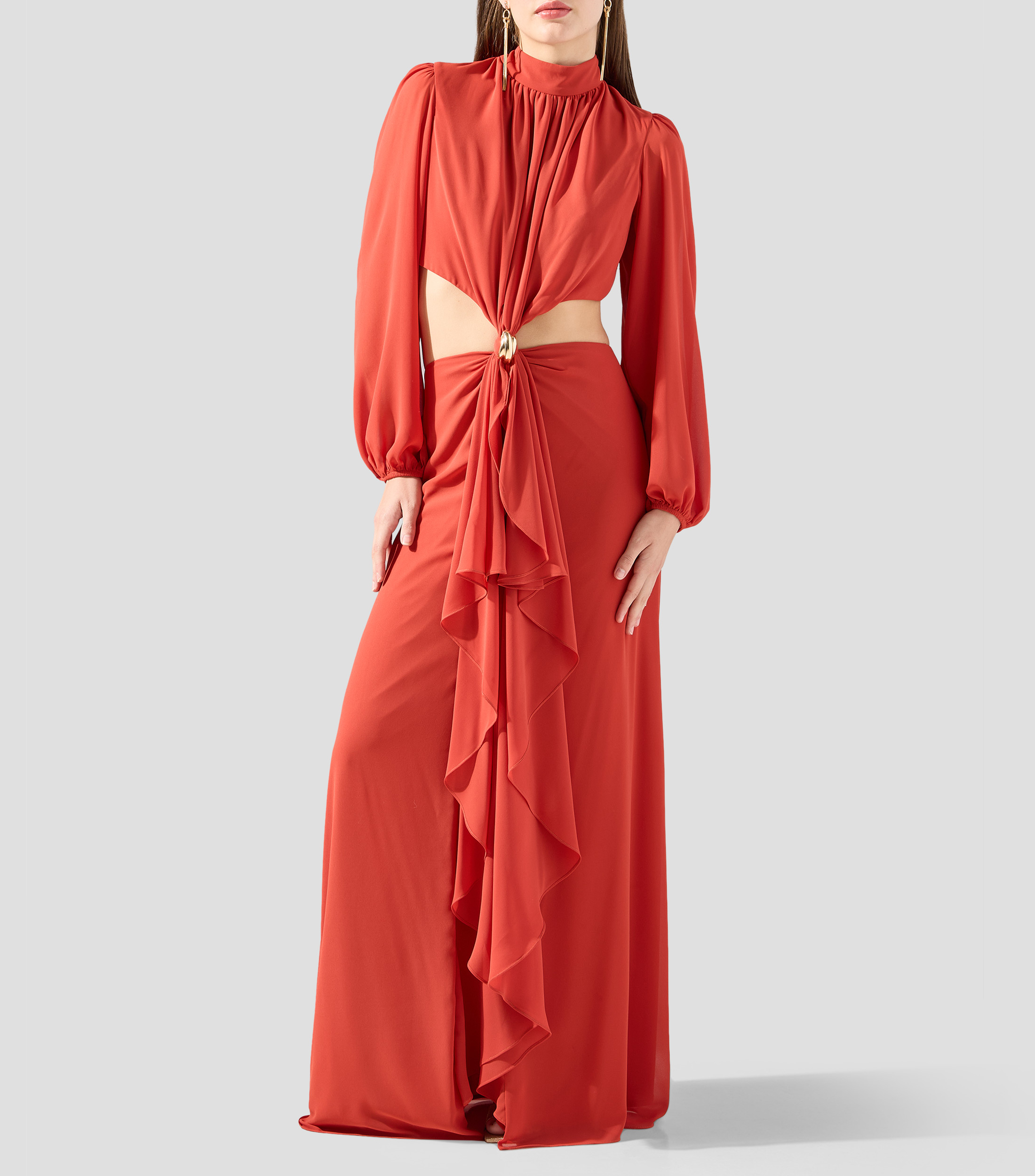 Vestido largo manga larga liso Mujer