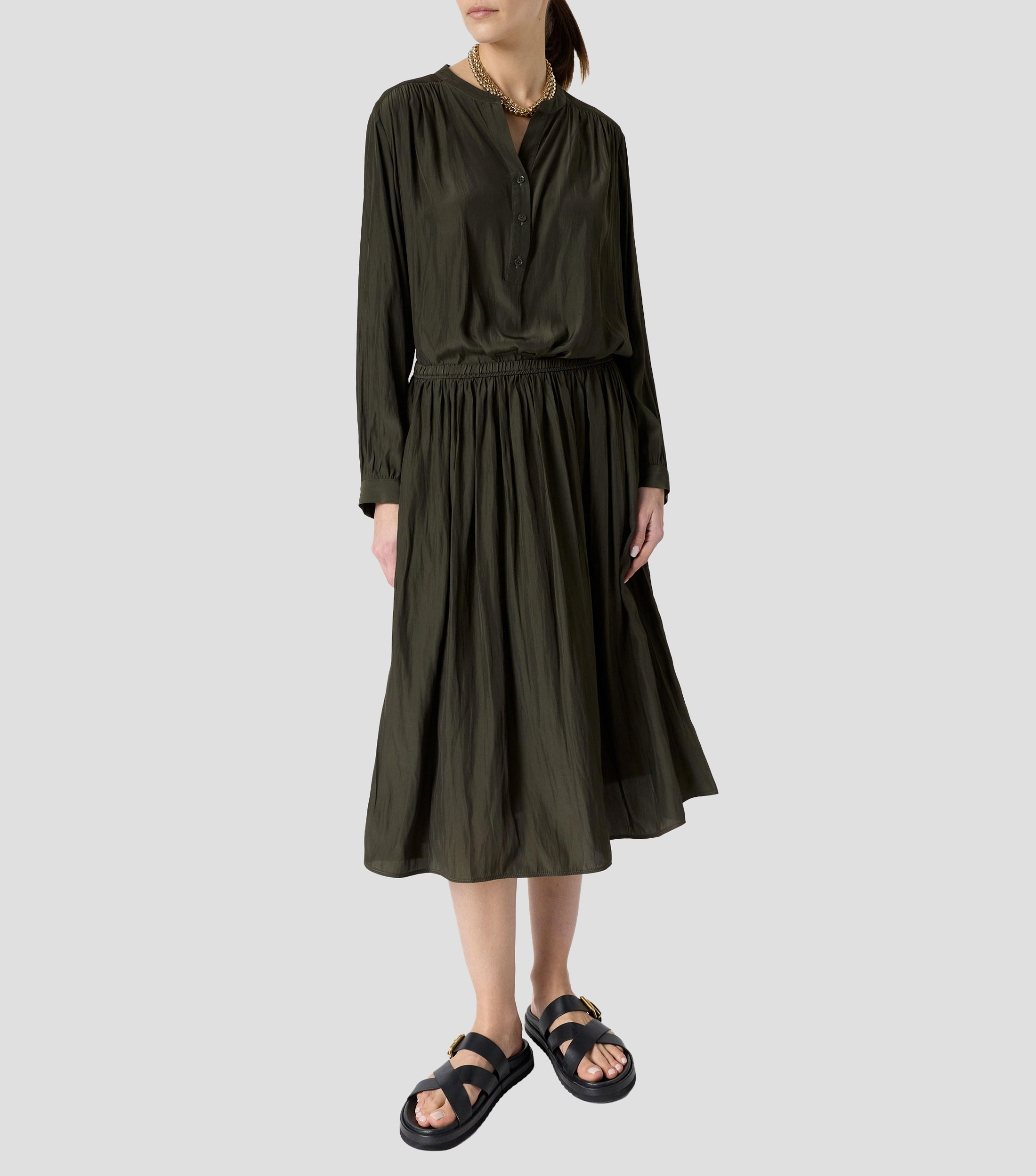 Falda Midi de corte amplio Liso Mujer