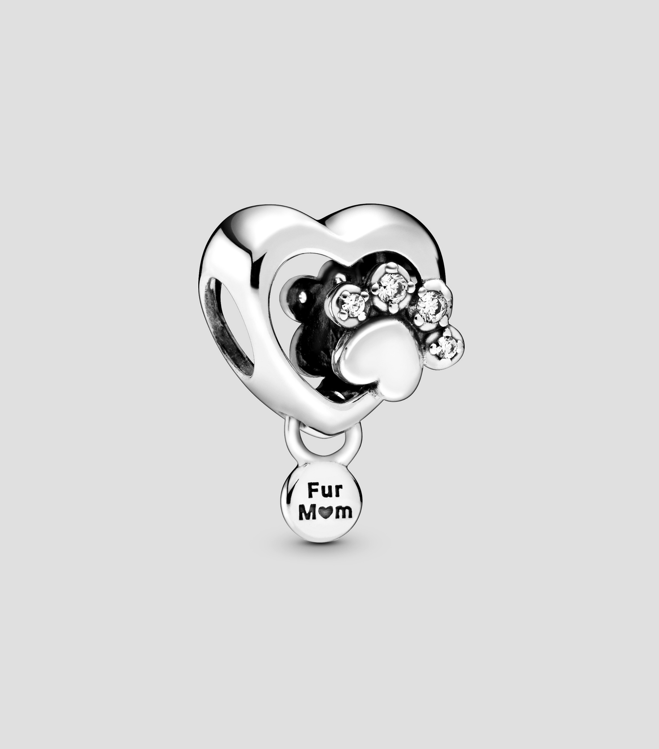 Charm en plata .925 Huellita y corazon resplandecientes Mujer