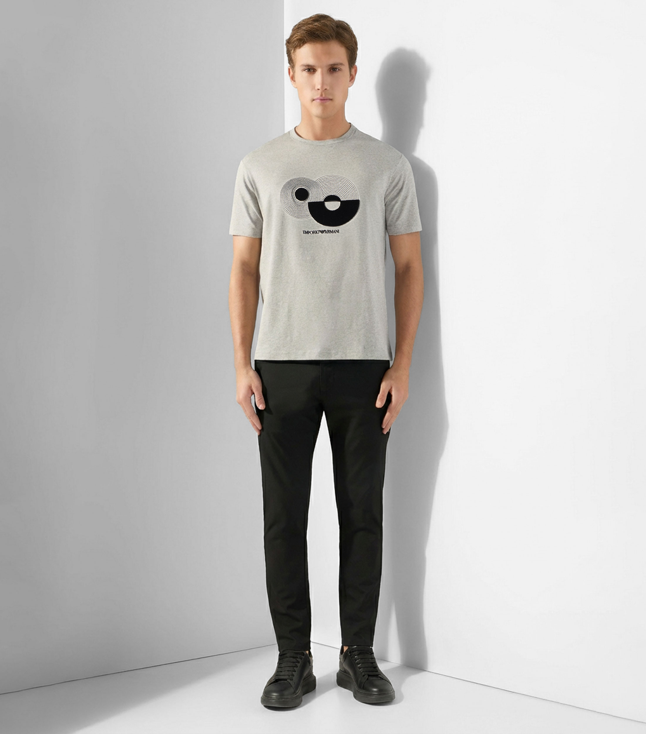 Playera de cuello redondo con manga corta estampada Hombre