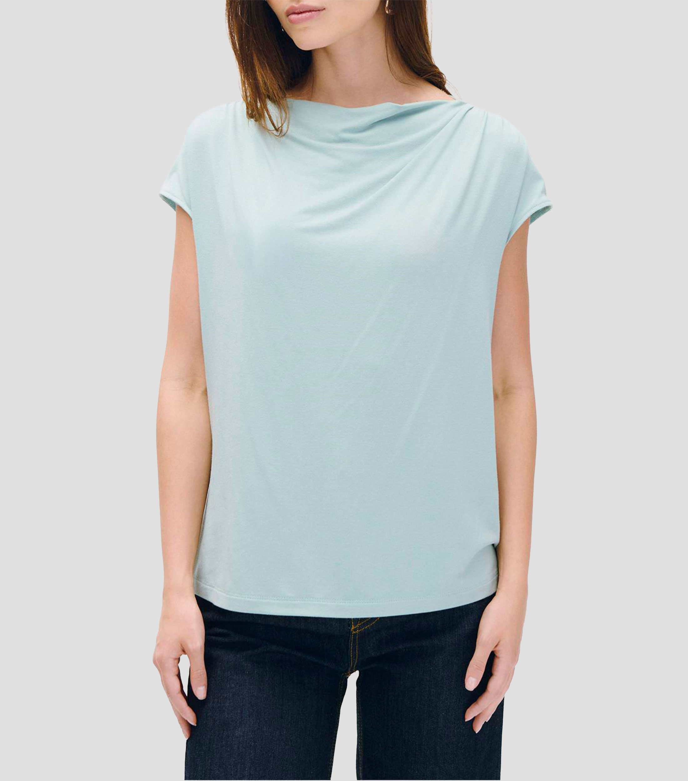 Blusa De Punto Verde Pistache Escote Drapeado Mujer
