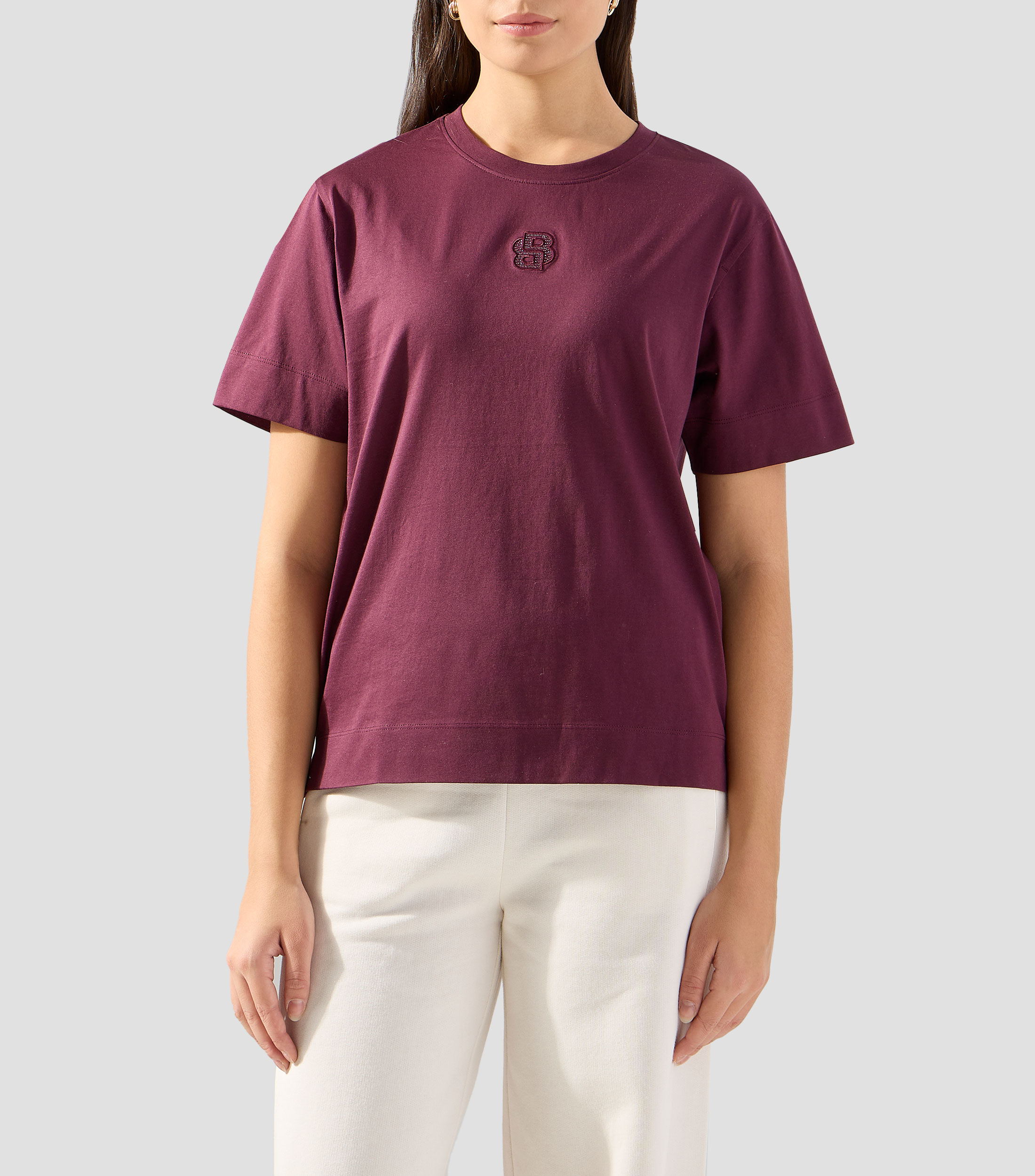 Playera cuello redondo manga corta lisa Mujer