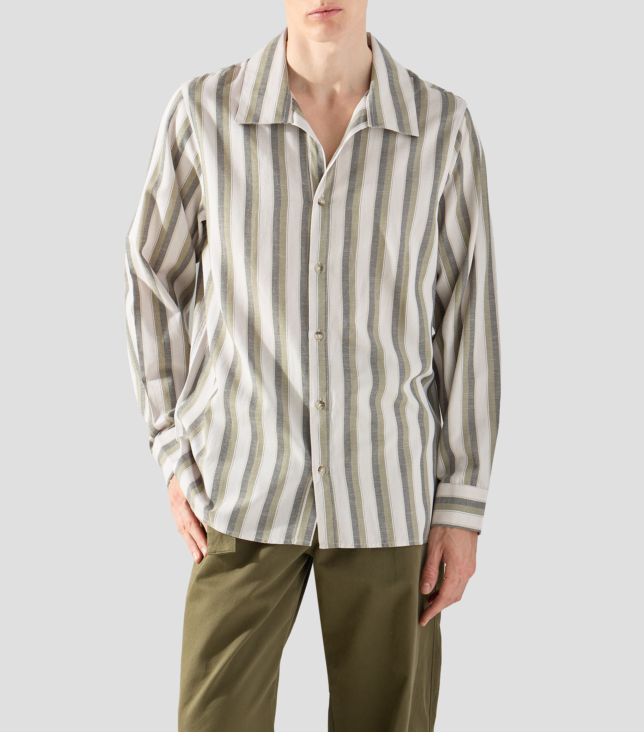 Camisa rayas manga larga Hombre