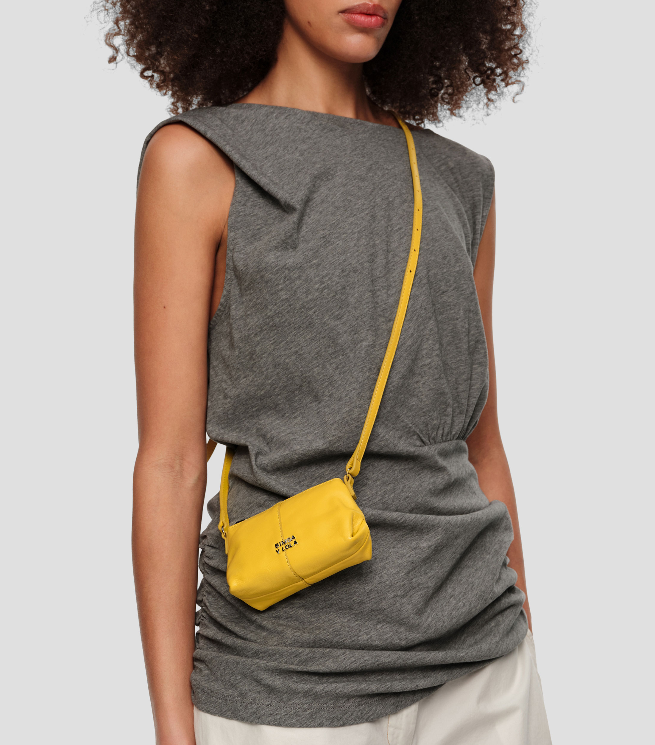 Bolso crossbody micro piel amarillo Mujer