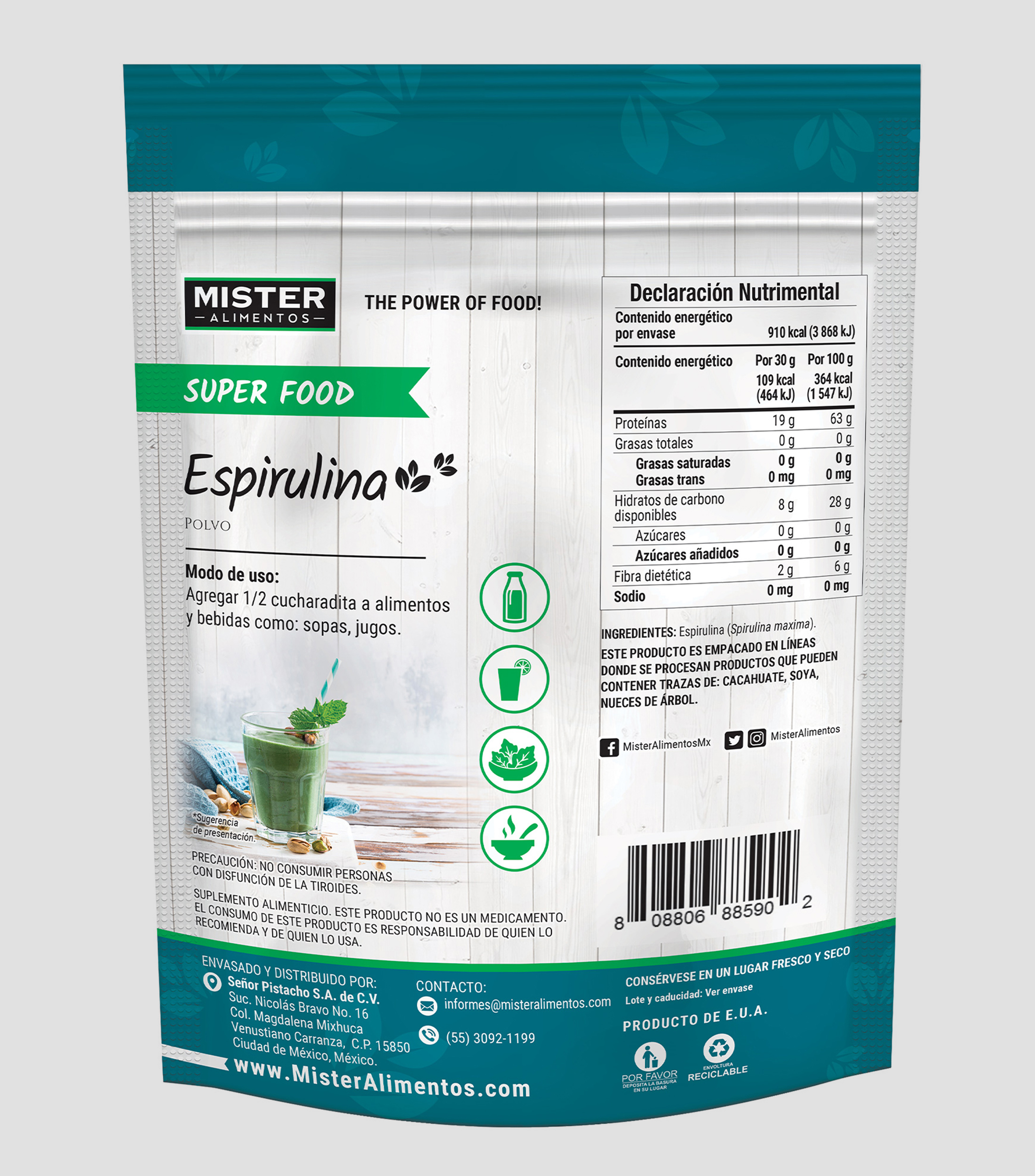 Espirulina en polvo, 250 g