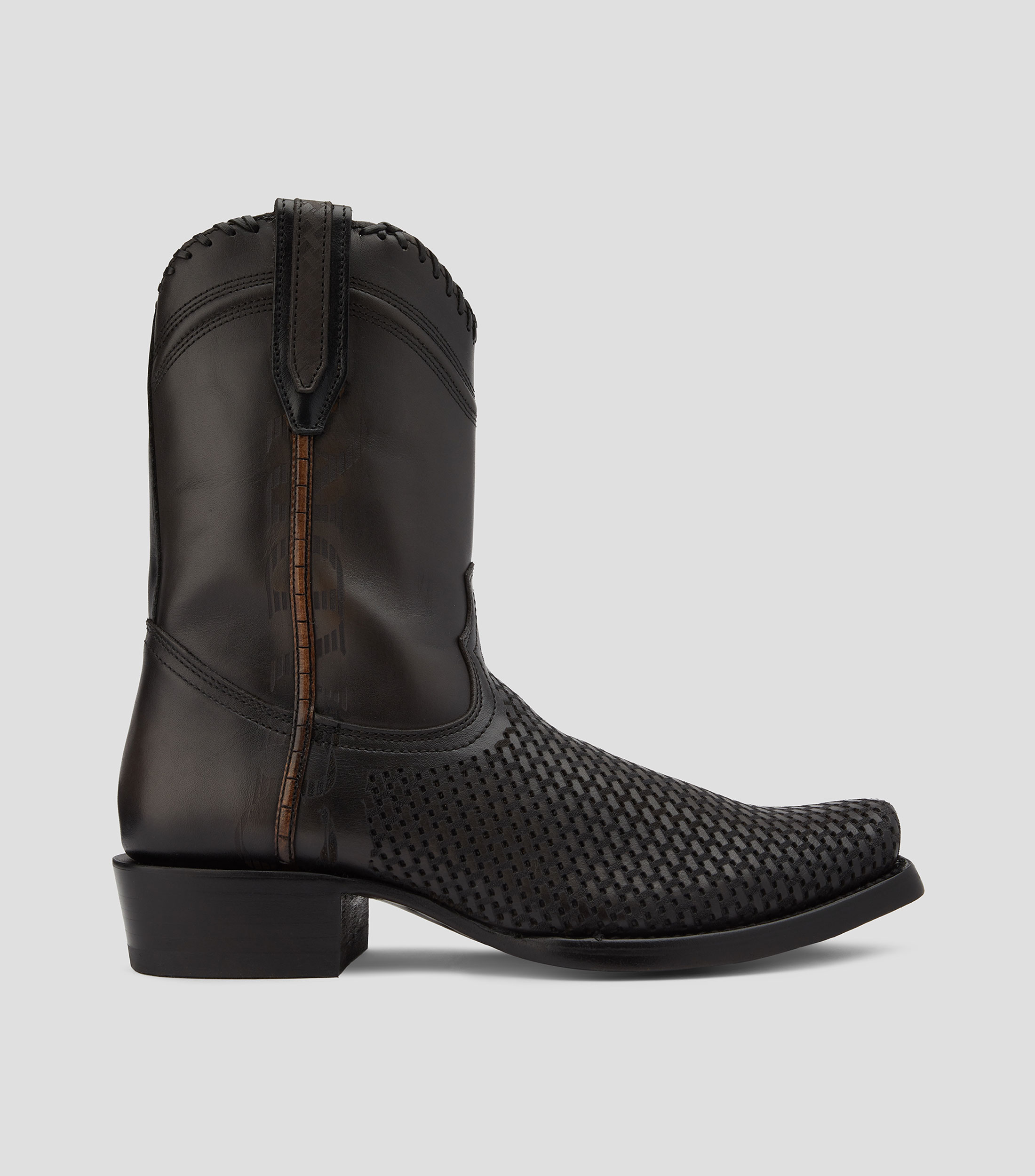Botas vaqueras medias Back Kaos en piel con tacón bajo cuadrado Hombre