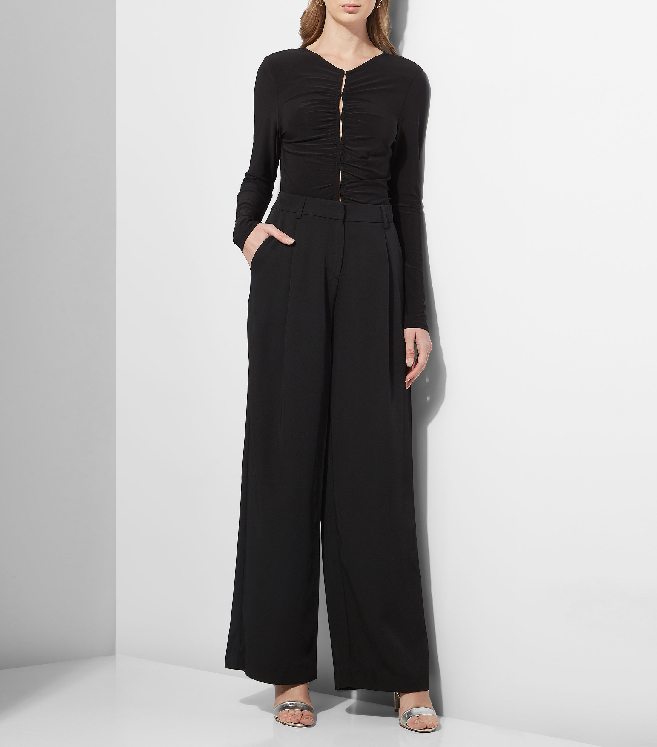 Blusa lisa de manga larga Mujer