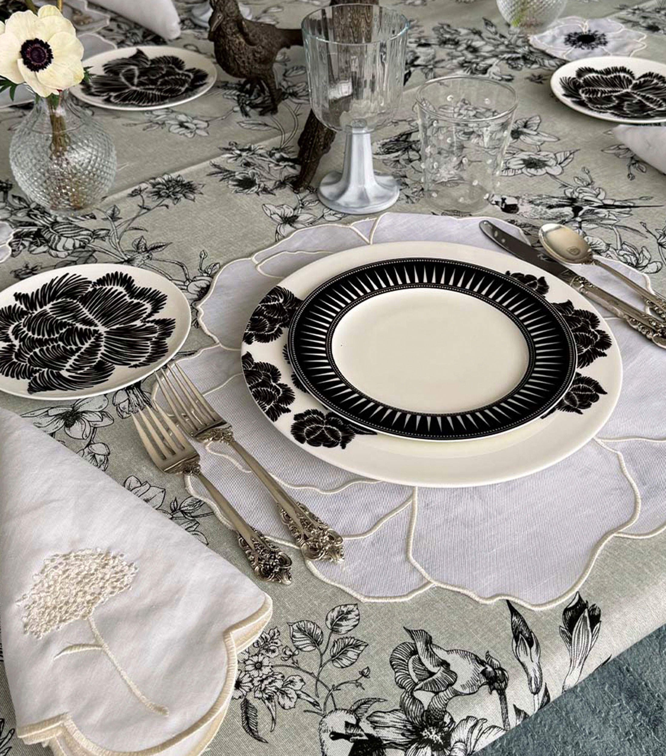 Set de 4 servilletas Daisy blancas