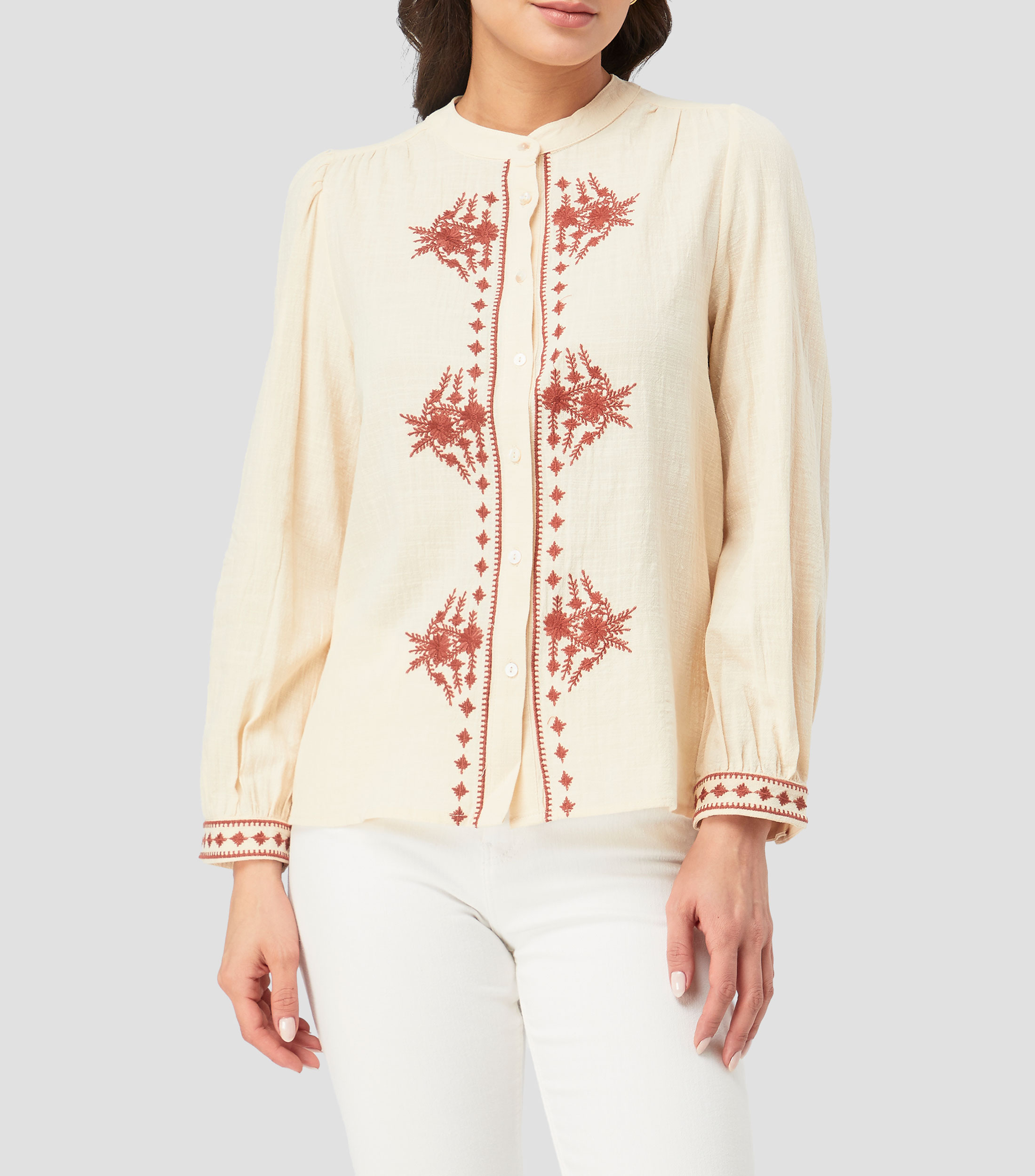 Camisa manga larga liso Mujer