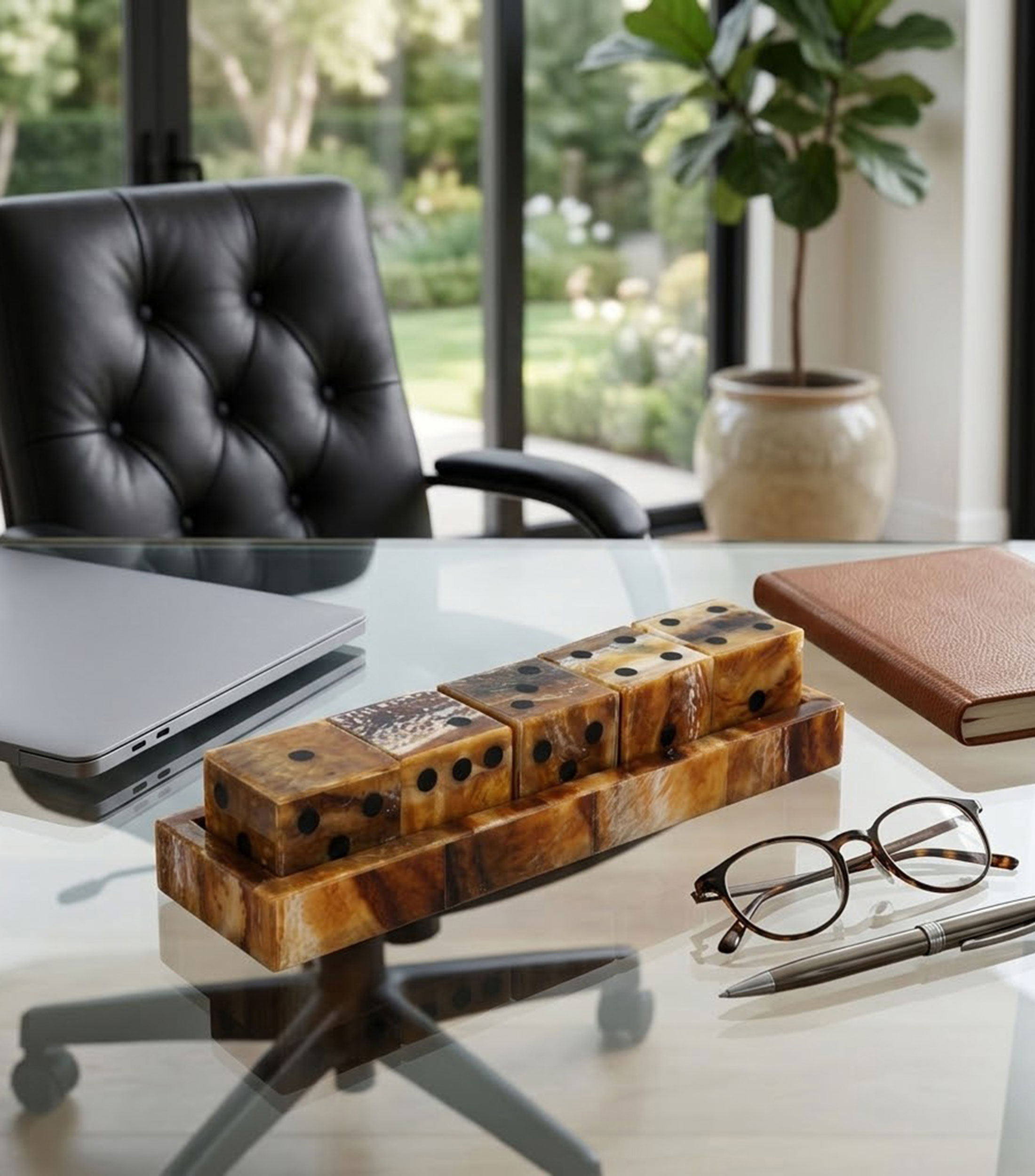 Juego de mesa decorativo de dados en madera manufacturada