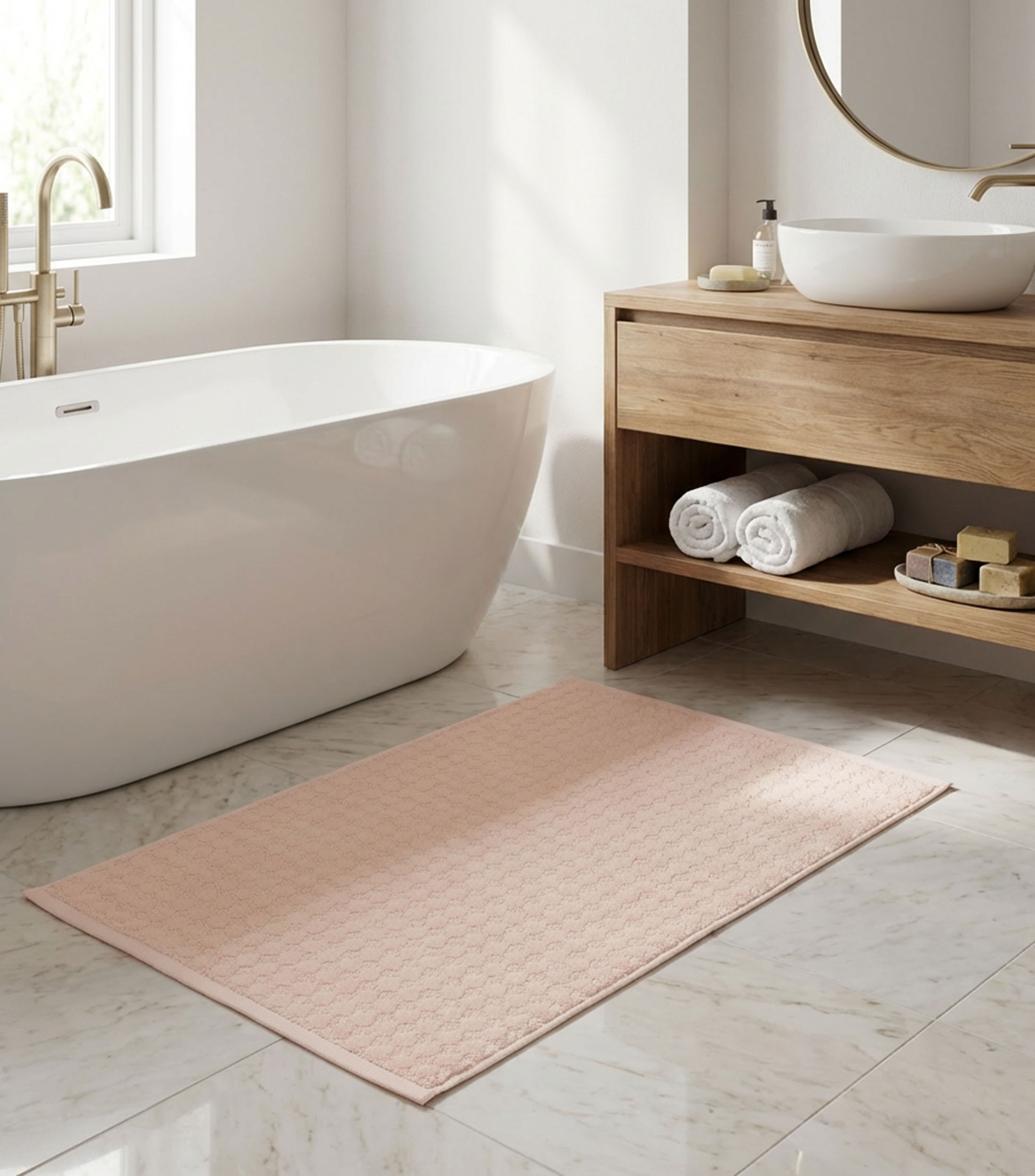 Tapete de baño rosa