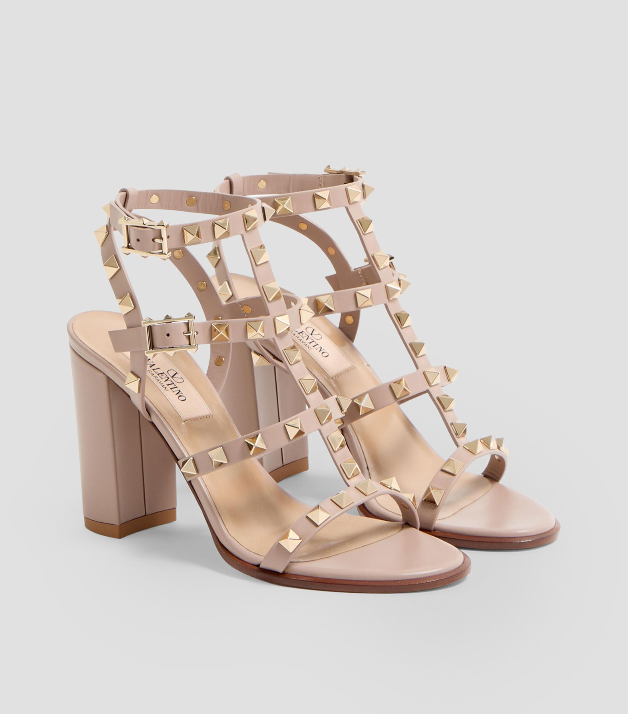 Sandalias con tacón alto ancho Rockstud Mujer